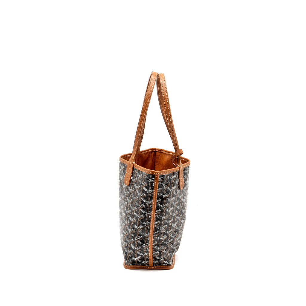 GOYARD MINI ANJOU TOTE BAG GOYARDINE CANVAS / CALFSKIN TAN SHW
