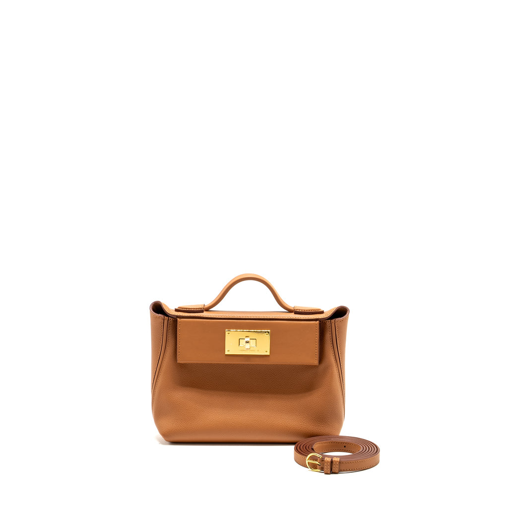 HERMES MINI 24/24 2424-21 BAG EVERCOLOR/SWIFT GOLD GHW