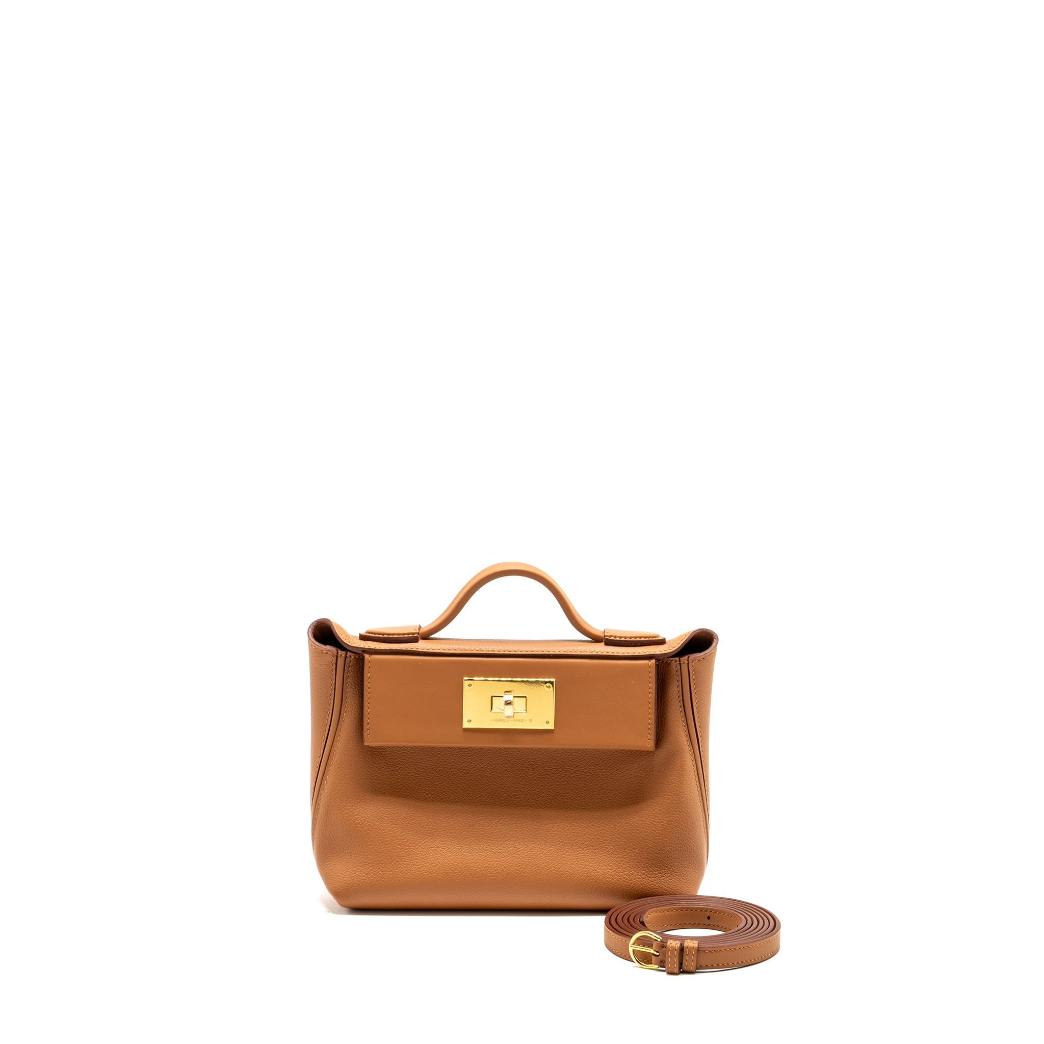 HERMES MINI 24/24 2424-21 BAG EVERCOLOR/SWIFT GOLD GHW