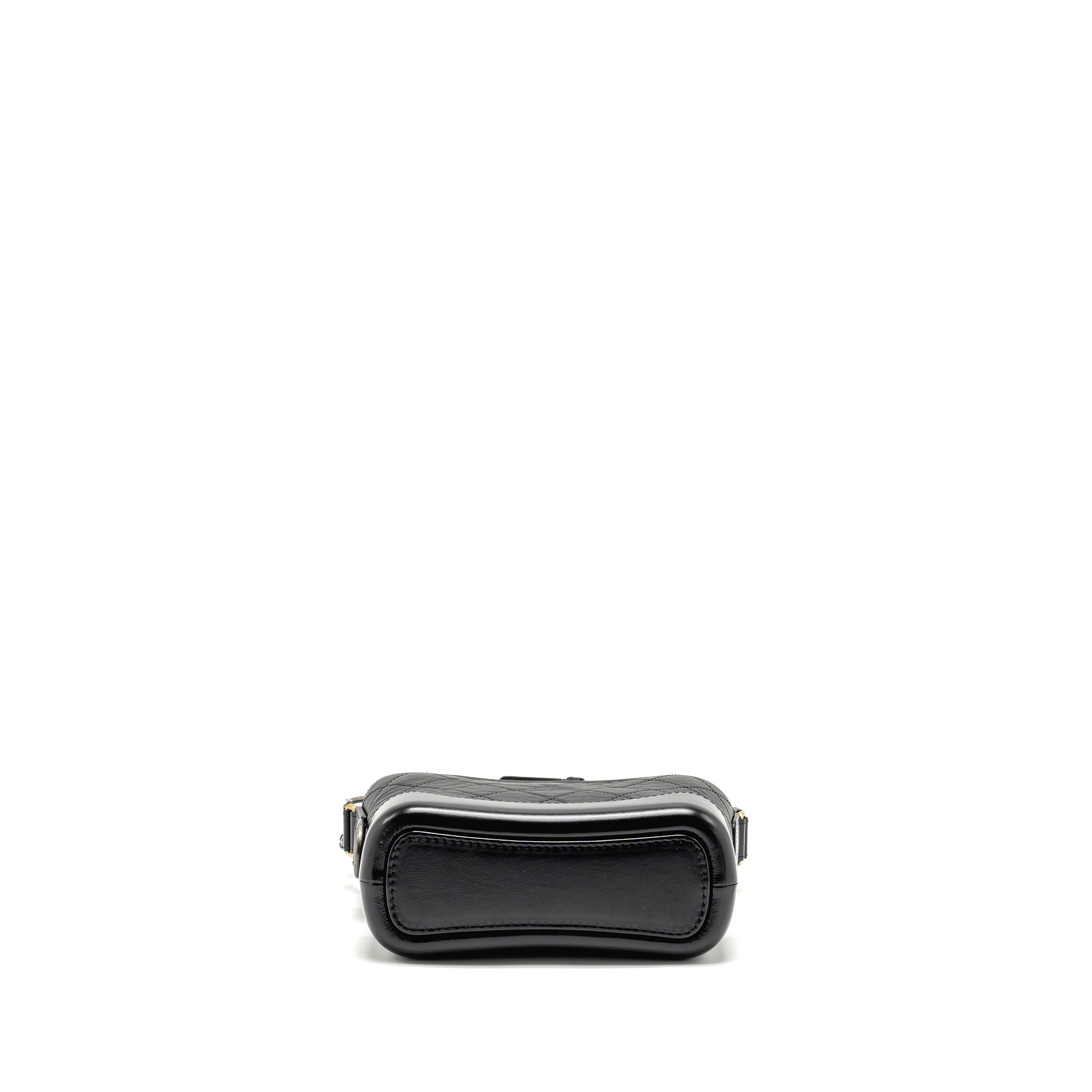 CHANEL SMALL GABRIELLE HOBO BAG AGED CALFSKIN BLACK MULTICOLOUR HARDWARE (MICROCHIP)