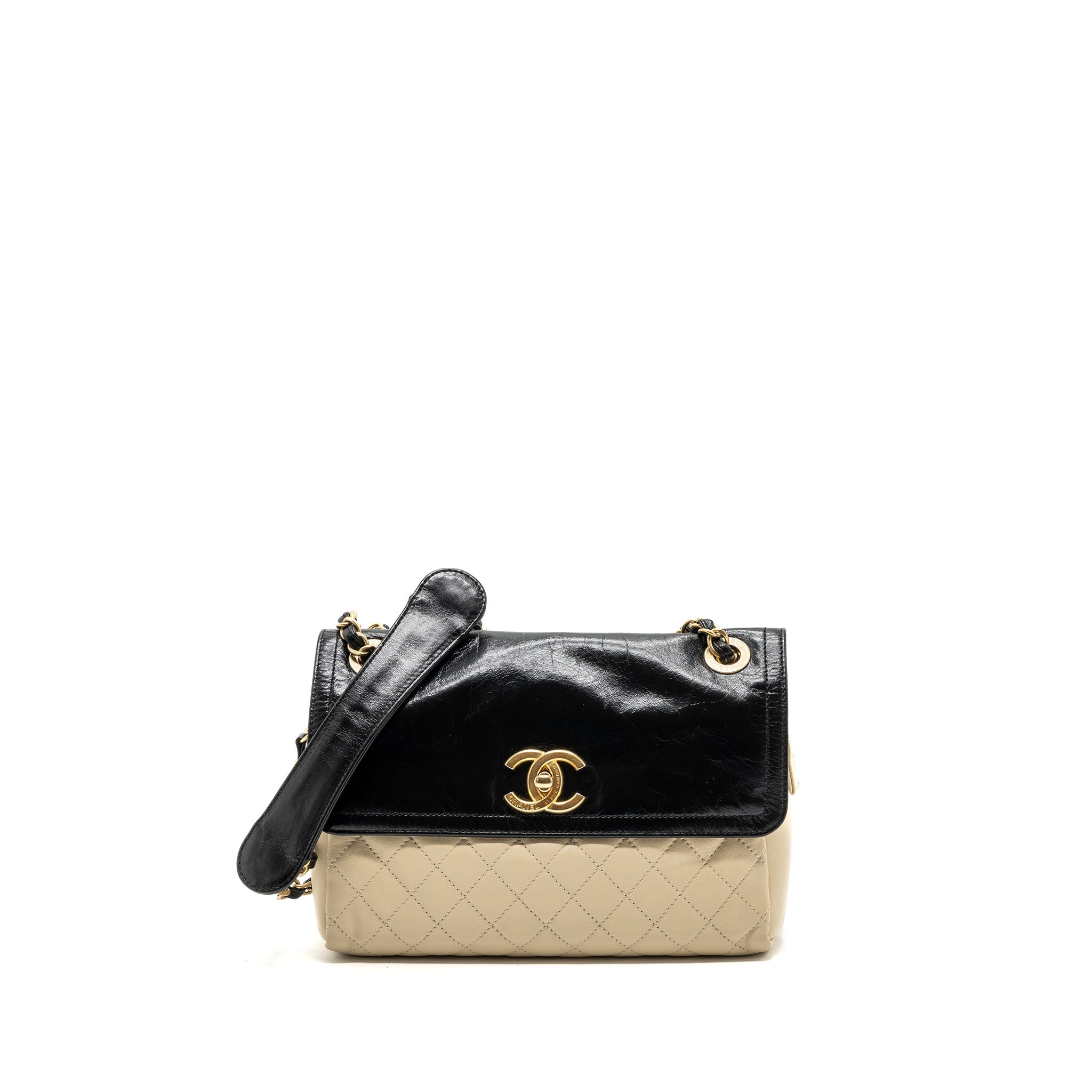 CHANEL MEDIUM IN THE MIX FLAP BAG LEATHER BLACK/BEIGE/CREAM GHW