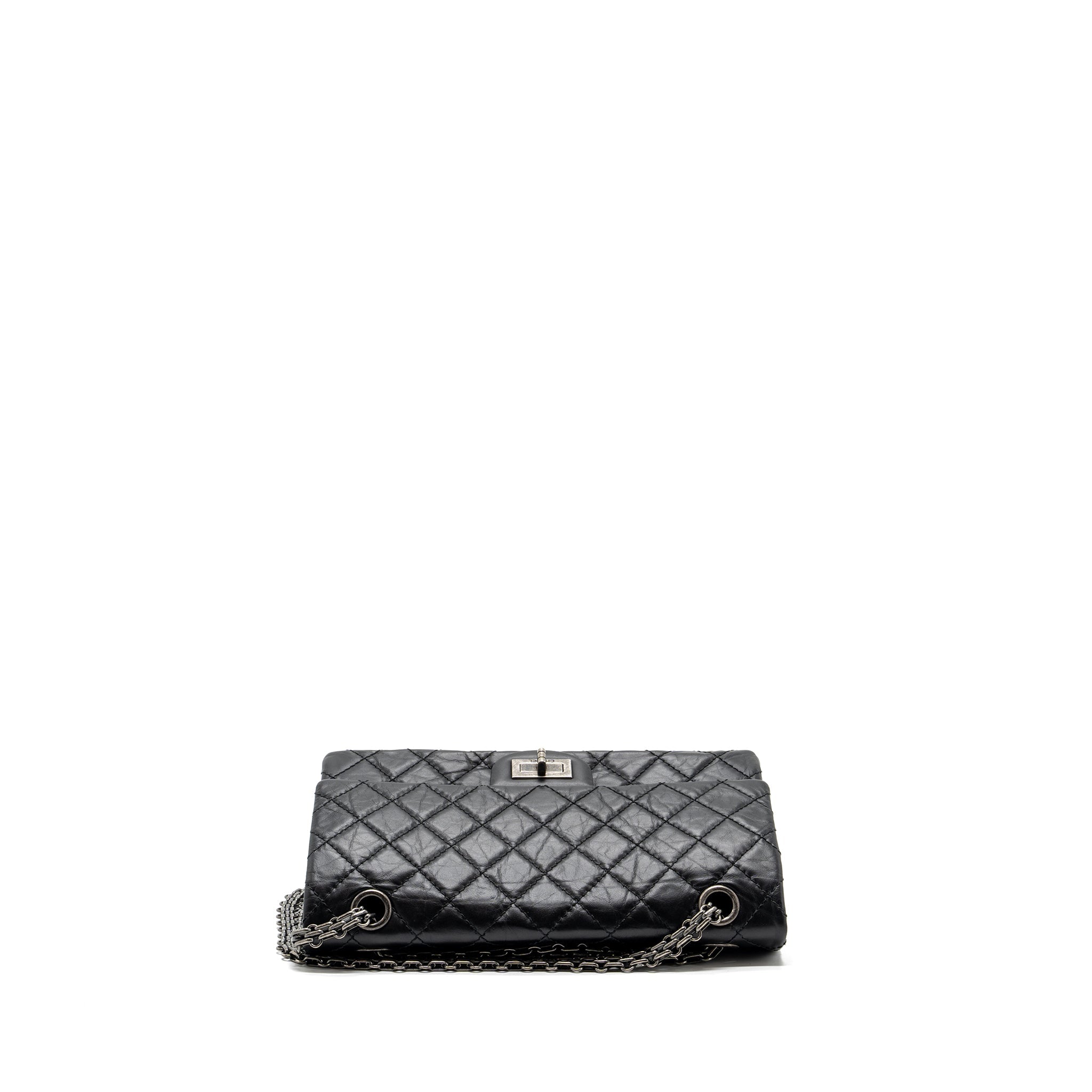CHANEL SMALL 2.55 REISSUE FLAP BAG AGED CALFSKIN BLACK RUTHENIUM HARDWARE