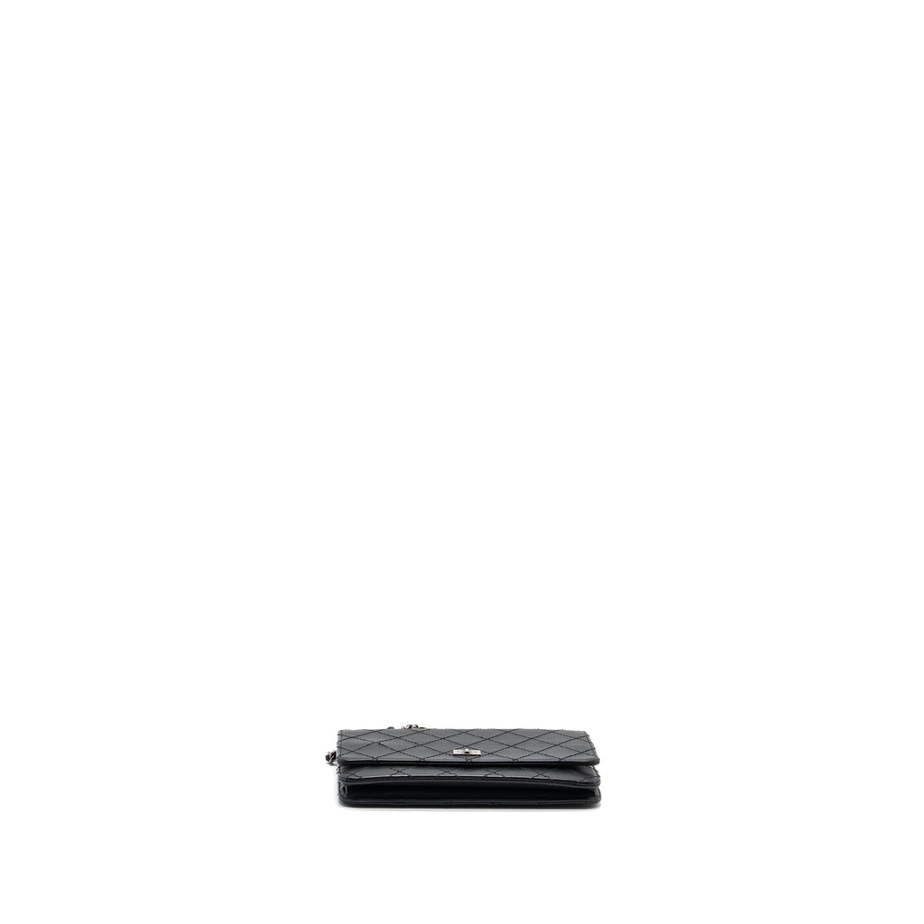 CHANEL 2.55 WALLET ON CHAIN AGED CALFSKIN BLACK RUTHENIUM SHW