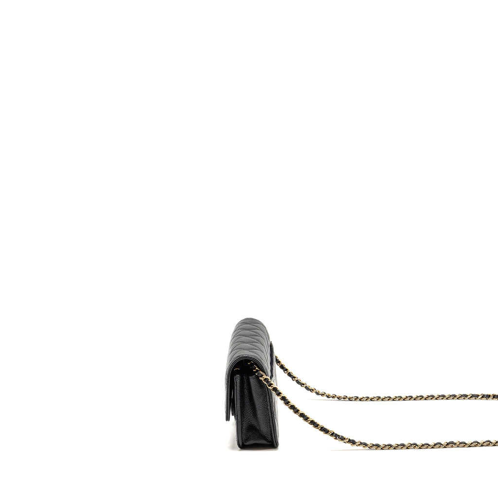 CHANEL QUILTED CC CLUTCH ON CHAIN CAVIAR BLACK LGHW (MICROCHIP)