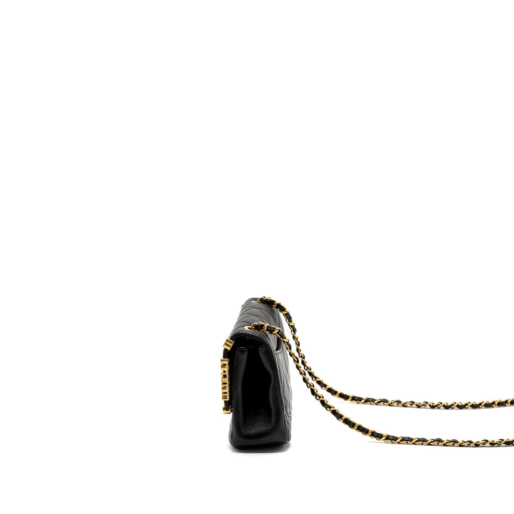 CHANEL LIMITED EDITION QUILTED FLAP BAG LAMBSKIN BLACK GHW (MICROCHIP)