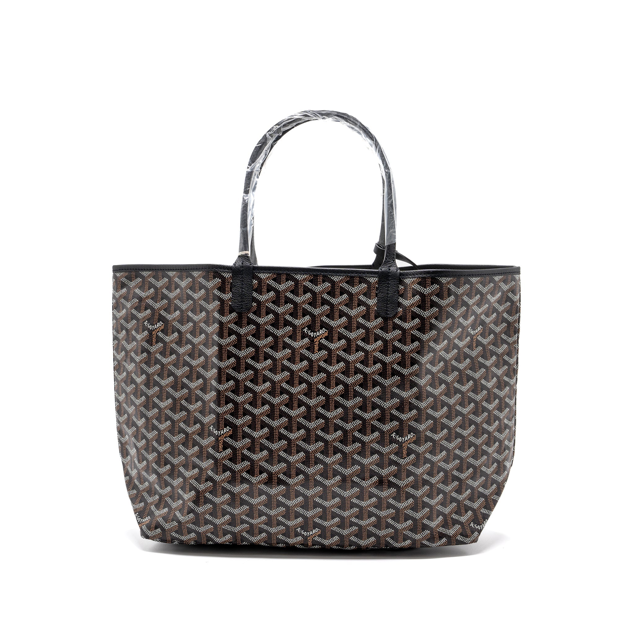 GOYARD SAINT LOUIS PM TOTE BAG GOYARDINE CANVAS/CALFSKIN BLACK SHW