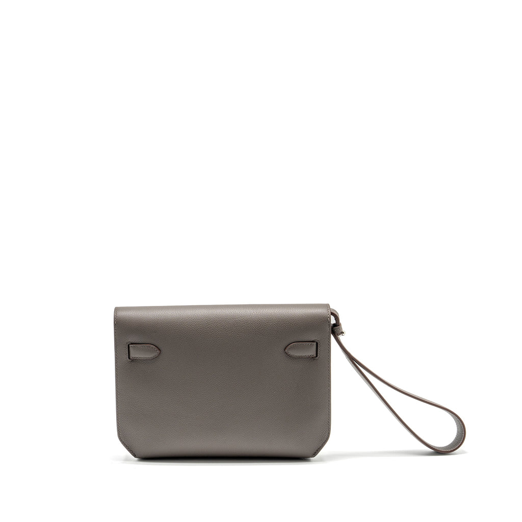 HERMES POCHETTE KELLY DEPECHES 25 EVERCOLOR 8F GRIS ETAIN SHW