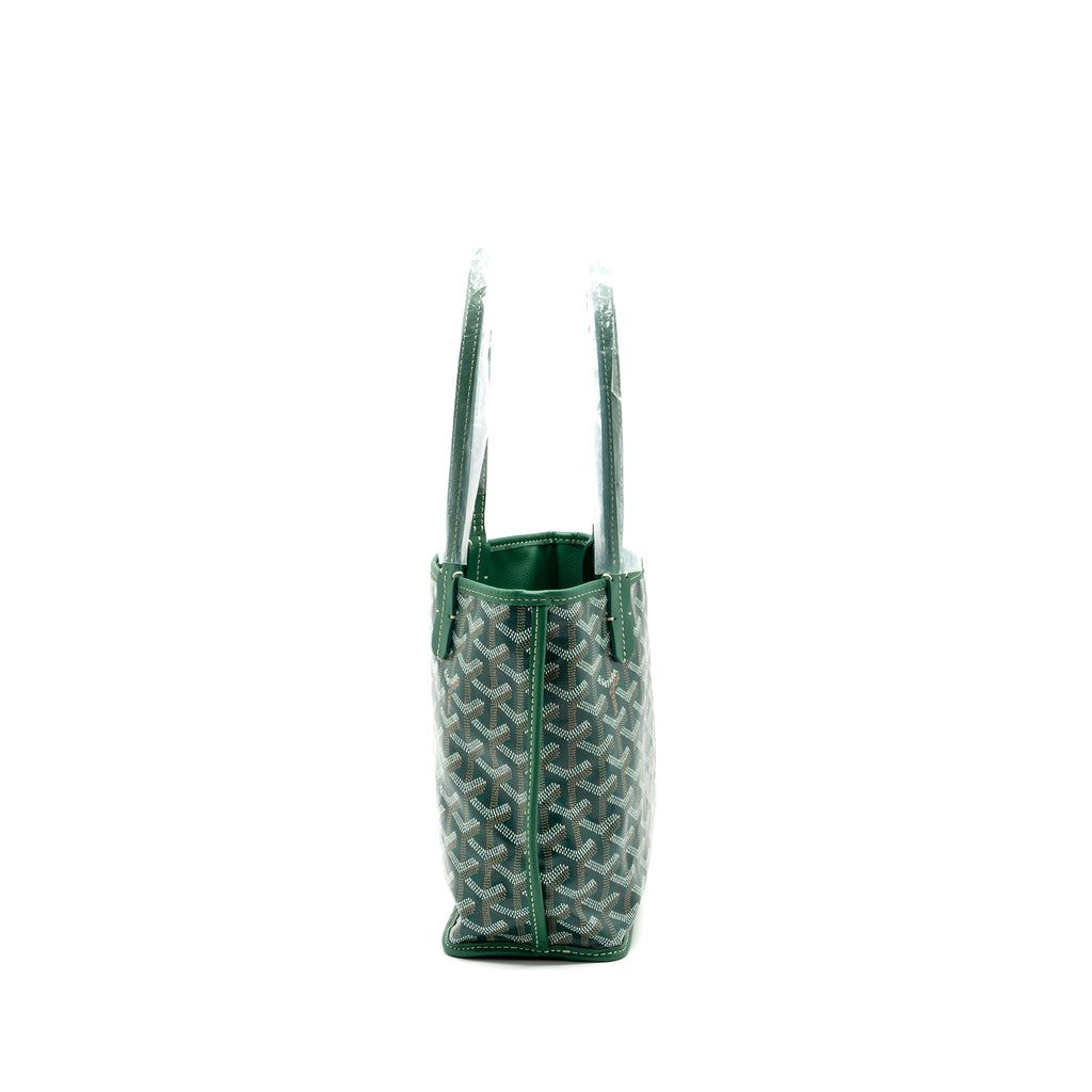 GOYARD MINI ANJOU TOTE BAG GOYARDLINE CANVAS / CALFSKIN GREEN SHW