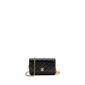 CHANEL PEARL CRUSH WALLET ON CHAIN LAMBSKIN BLACK GHW (MICROCHIP)