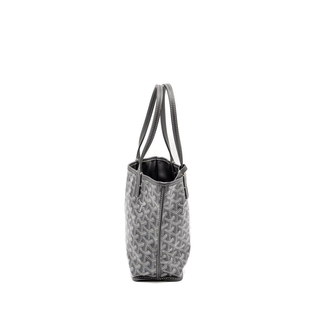 GOYARD MINI ANJOU TOTE BAG GOYARDINE CANVAS/CALFSKIN GREY SHW
