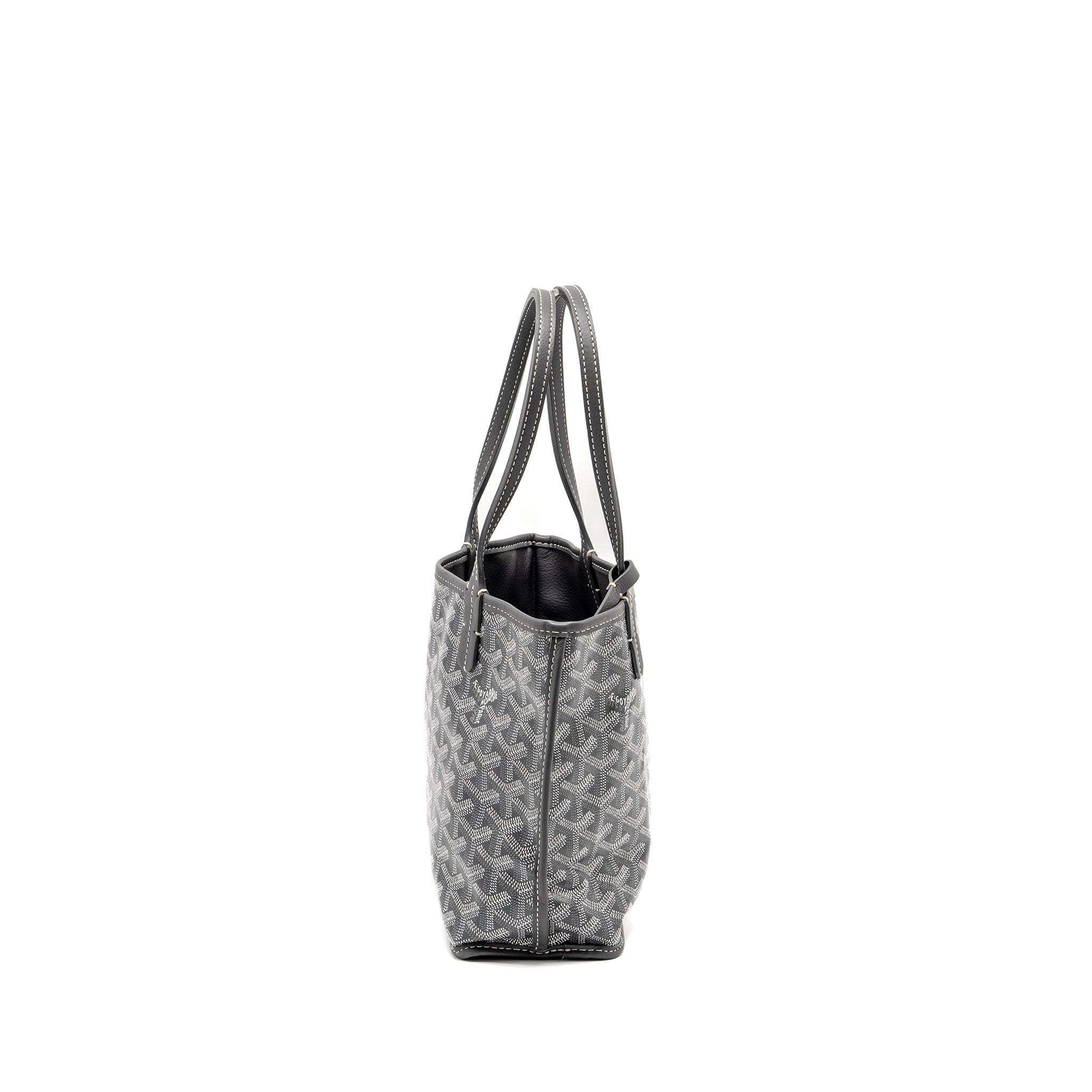 GOYARD MINI ANJOU TOTE BAG GOYARDINE CANVAS/CALFSKIN GREY SHW