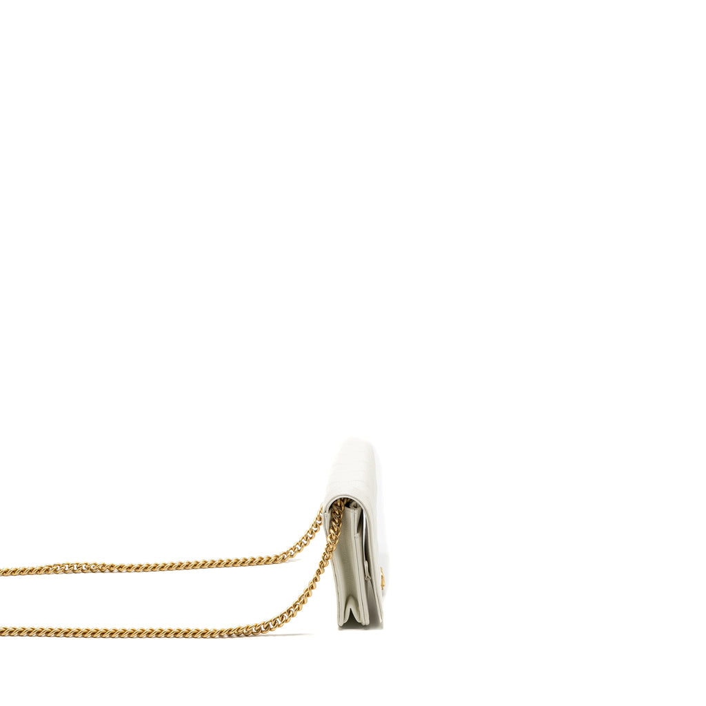 CHANEL CLASSIC BOY WALLET ON CHAIN CAVIAR WHITE GHW(MICROCHIP)