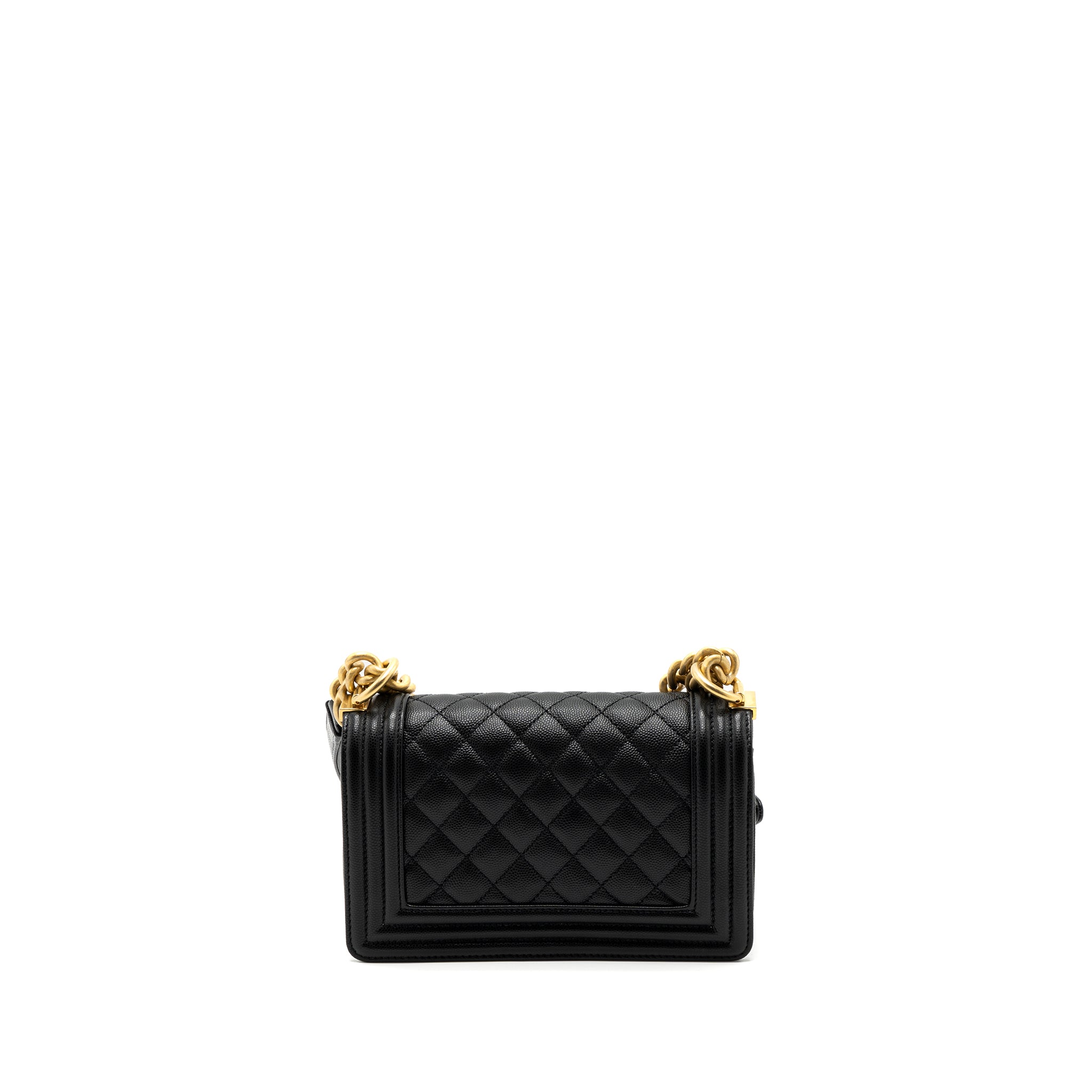 CHANEL SMALL BOY BAG CAVIAR BLACK GHW (MICROCHIP)