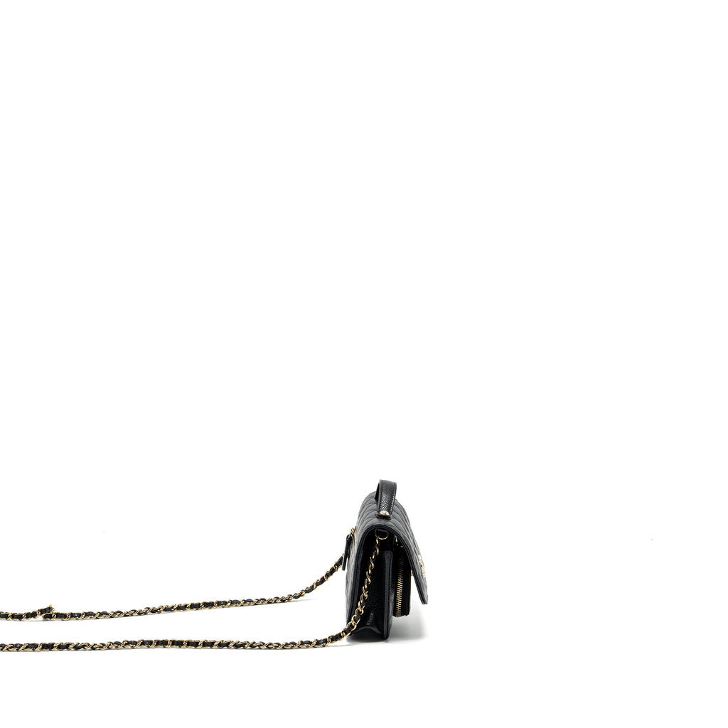 CHANEL MINI BUSINESS AFFINITY FLAP BAG WITH CHAIN CAVIAR BLACK LGHW (MICROCHIP)