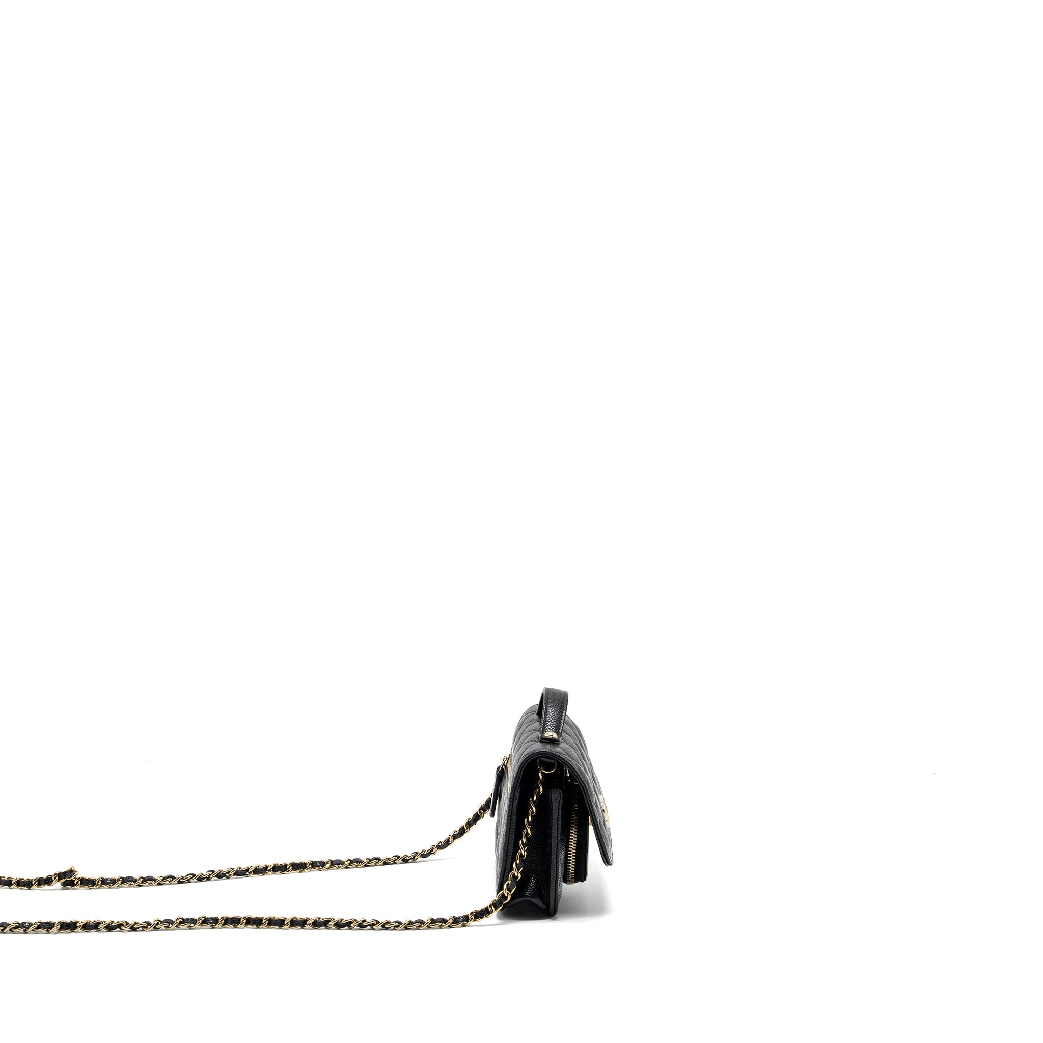 CHANEL MINI BUSINESS AFFINITY FLAP BAG WITH CHAIN CAVIAR BLACK LGHW (MICROCHIP)