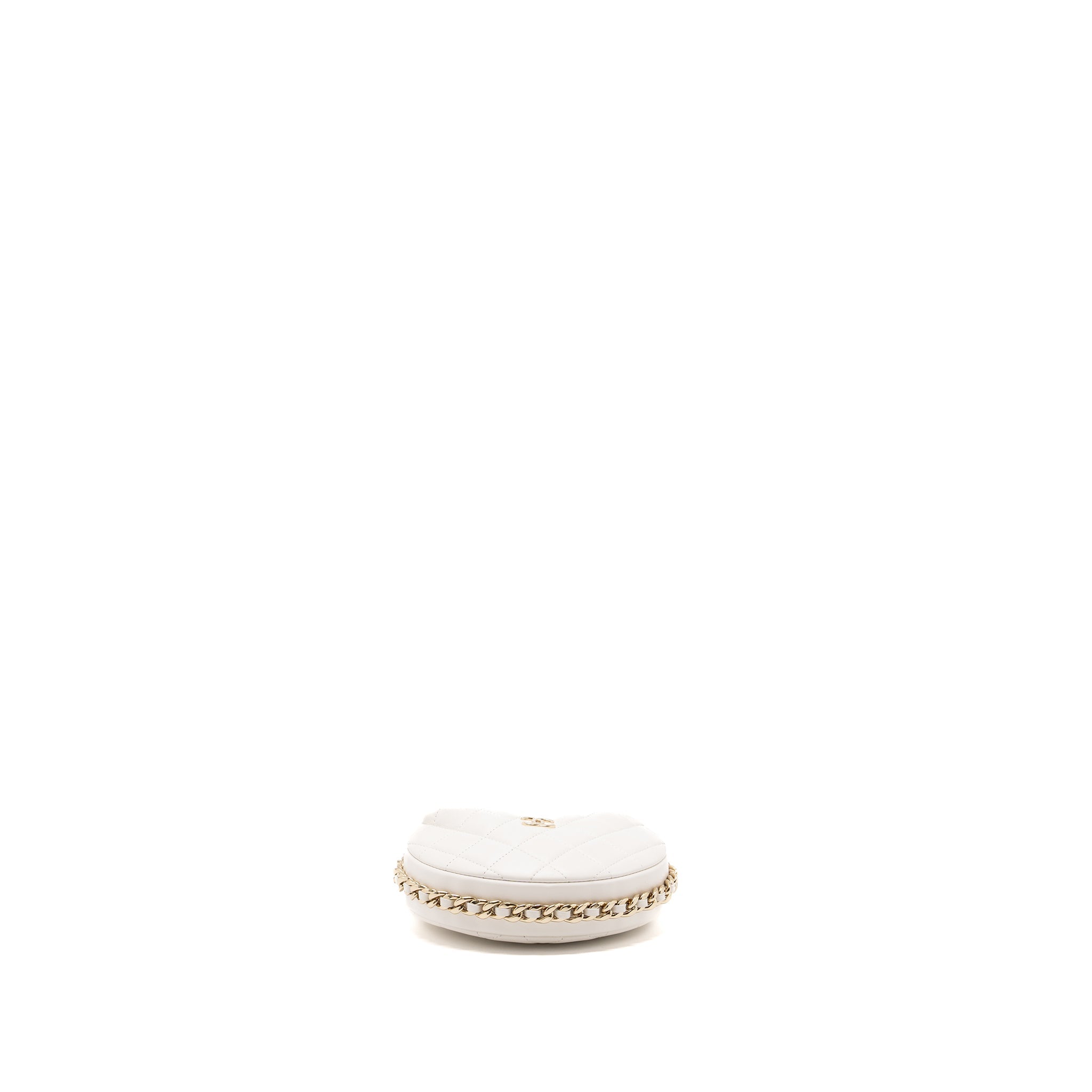 CHANEL 23C ROUND CLUTCH LAMBSKIN WHITE LGHW (MICROCHIP)