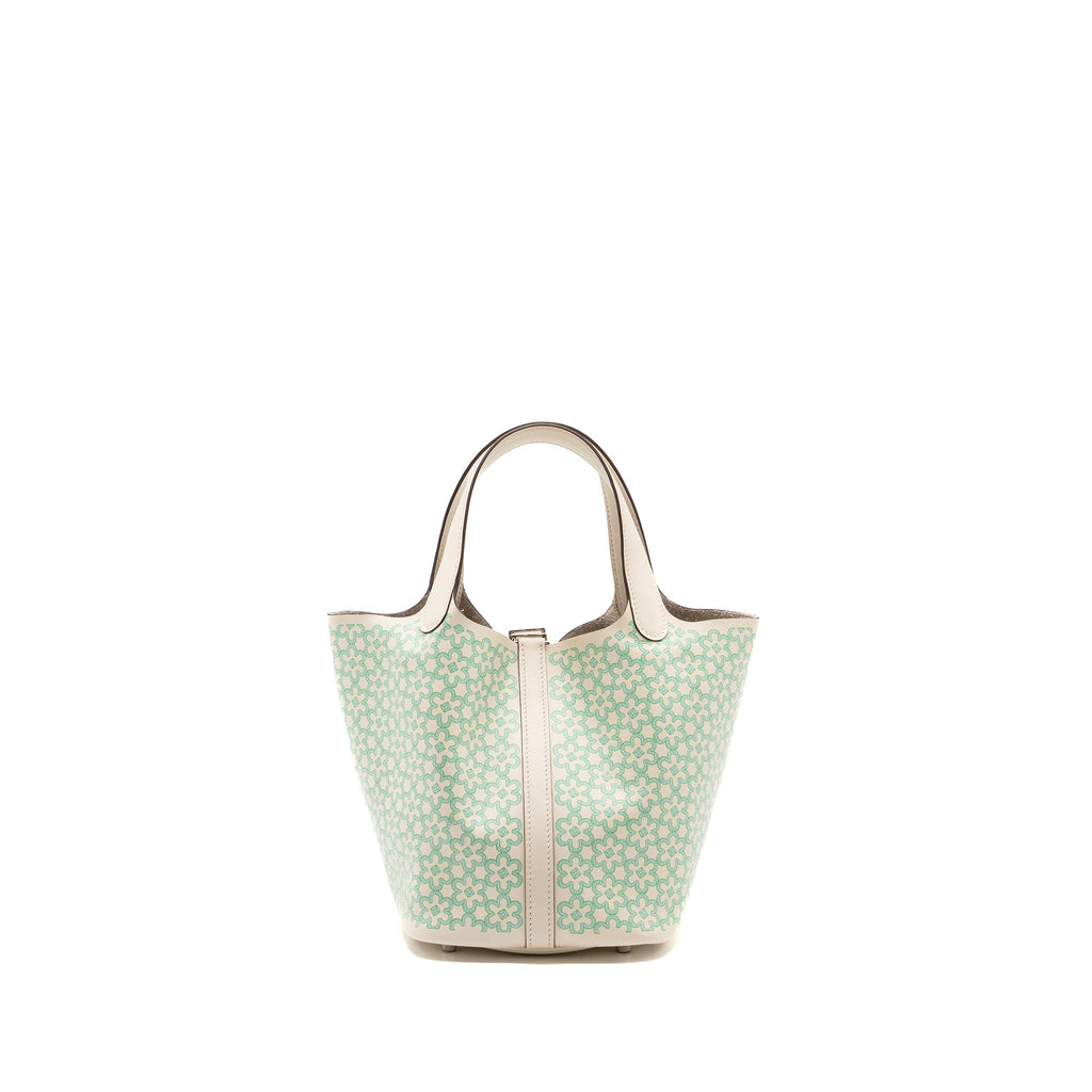 HERMES PICOTIN 18 LOCK BAG LUCKY DAISY SWIFT NATA/VERT/BLANC SHW