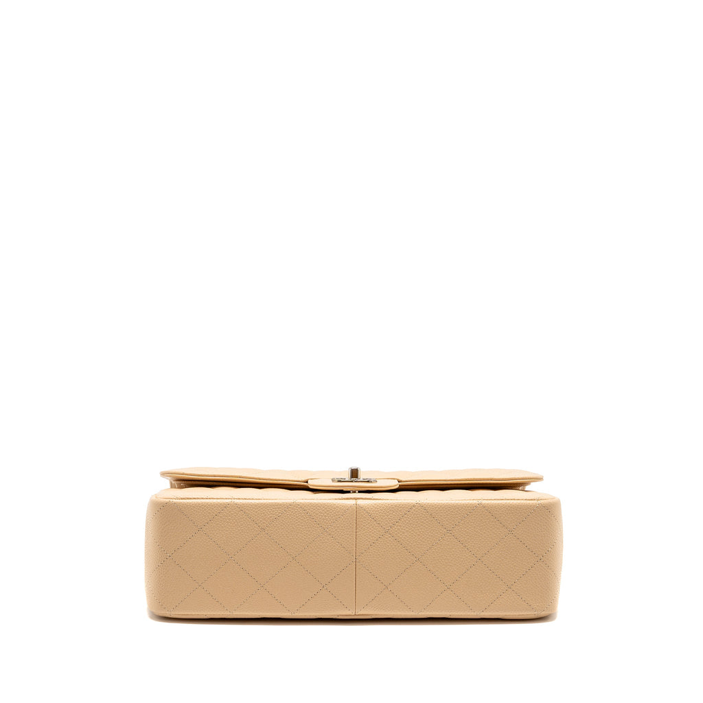 CHANEL JUMBO CLASSIC DOUBLE FLAP BAG CAVIAR BEIGE SHW