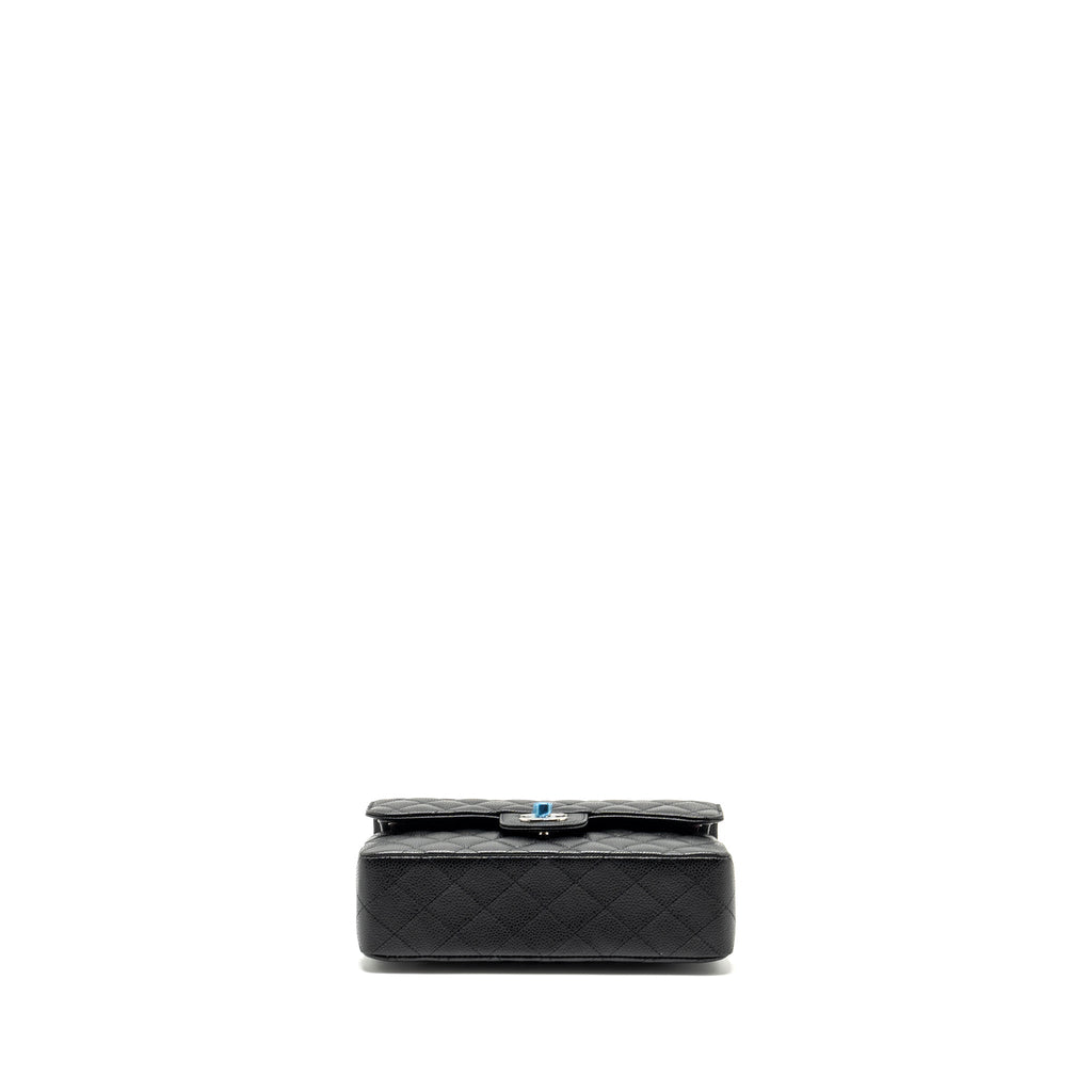 CHANEL SMALL CLASSIC DOUBLE FLAP BAG CAVIAR BLACK SHW (MICROCHIP)
