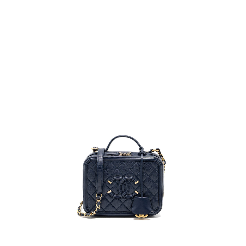 CHANEL FILIGREE CAMERA BAG CAVIAR DARK BLUE GHW