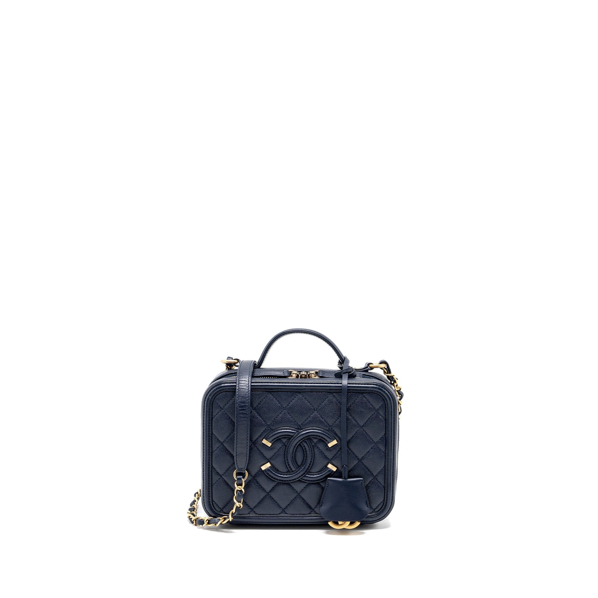 CHANEL FILIGREE CAMERA BAG CAVIAR DARK BLUE GHW