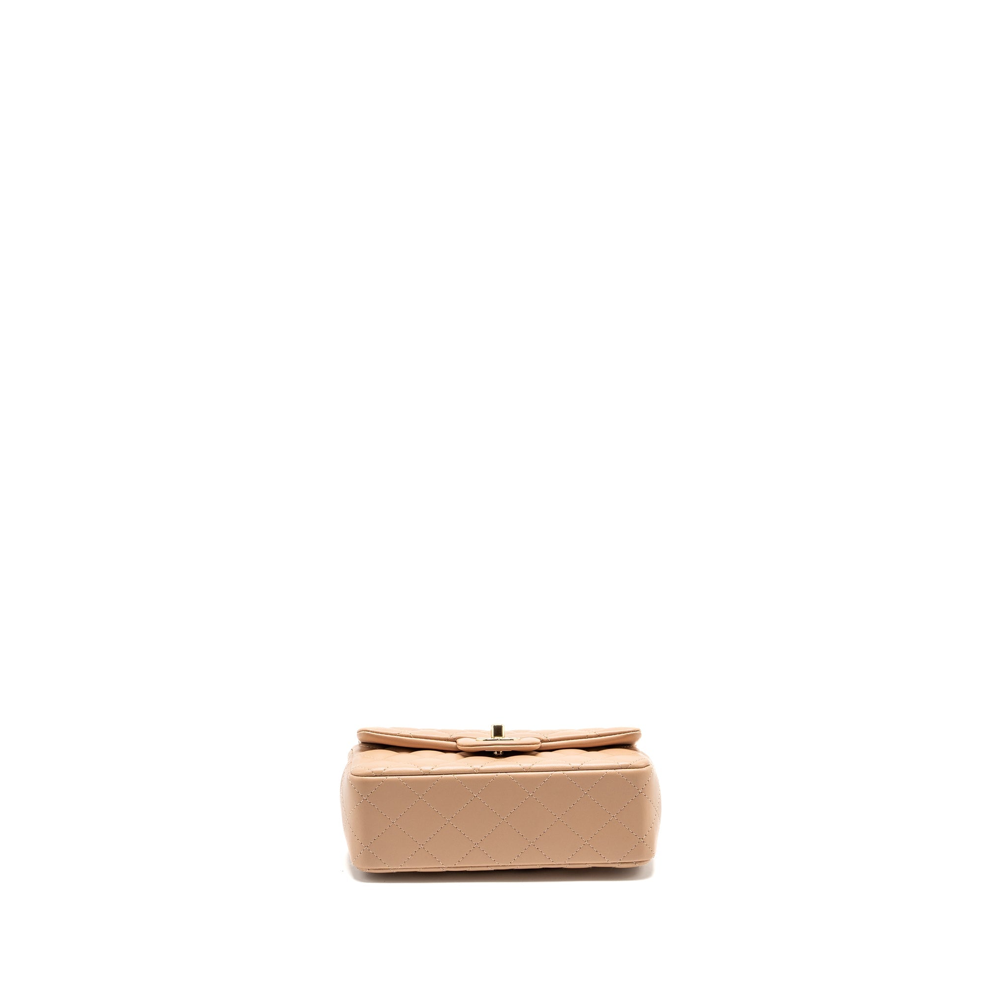 CHANEL MINI RECTANGULAR FLAP BAG LAMBSKIN LIGHT BEIGE LGHW (MICROCHIP)