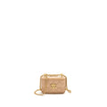 CHANEL 21A GOLD CRUSH MINI FLAP CLUTCH WITH ADJUSTABLE CHAIN CALFSKIN BEIGE GHW