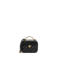CHANEL 22S LETTER TOP HANDLE SMALL VANITY CASE CAVIAR BLACK BRUSHED GHW (MICROCHIP)