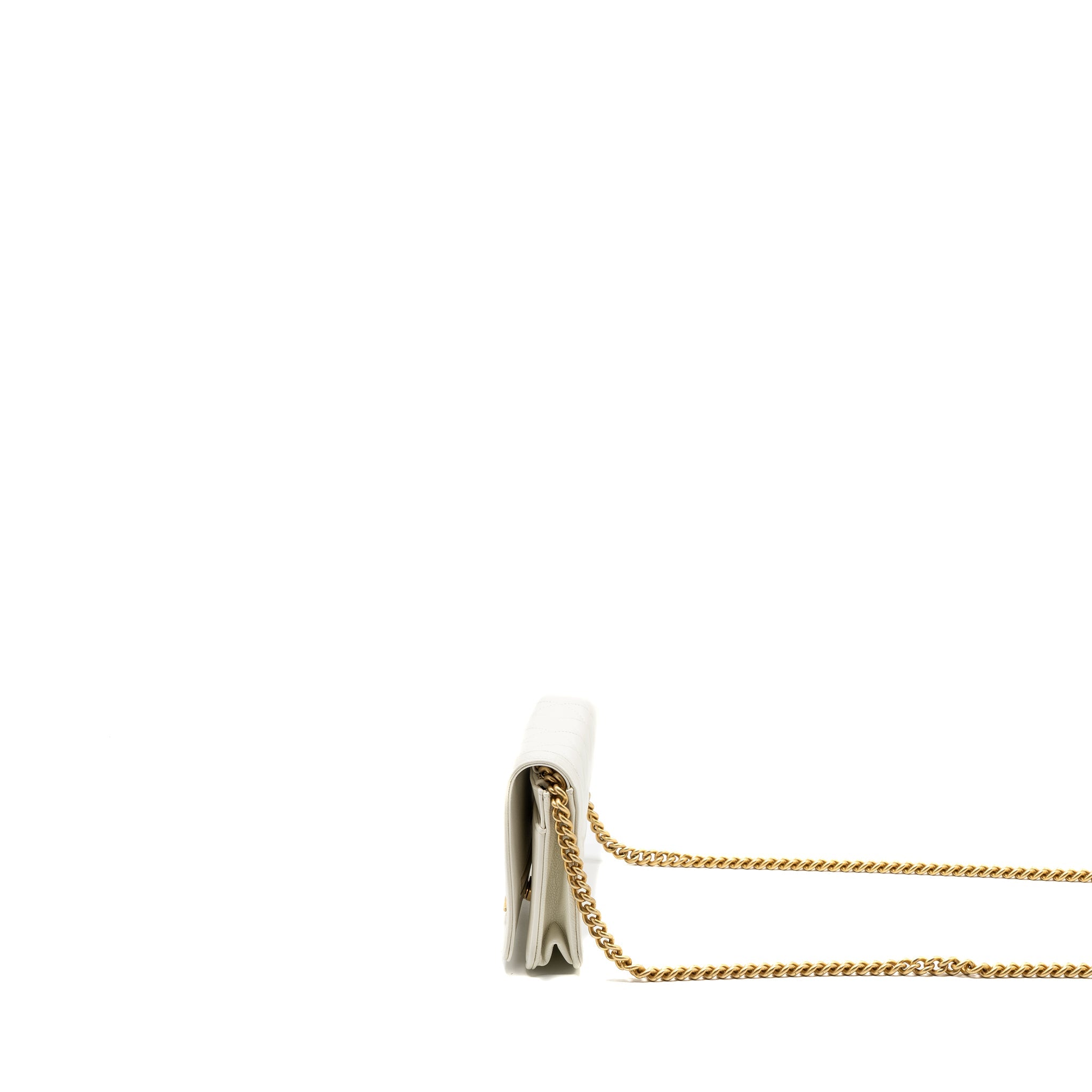 CHANEL CLASSIC BOY WALLET ON CHAIN CAVIAR WHITE GHW(MICROCHIP)
