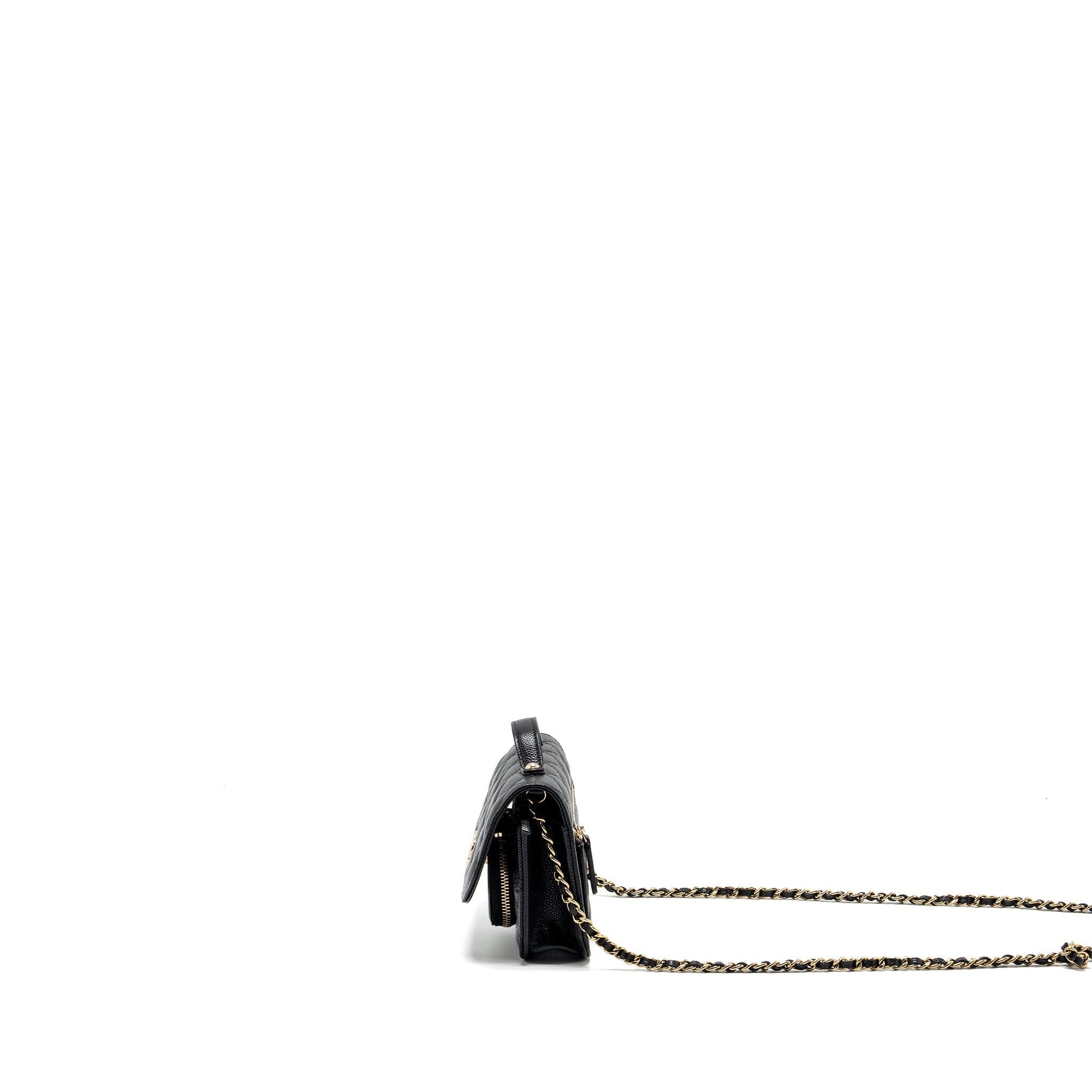 CHANEL MINI BUSINESS AFFINITY FLAP BAG WITH CHAIN CAVIAR BLACK LGHW (MICROCHIP)