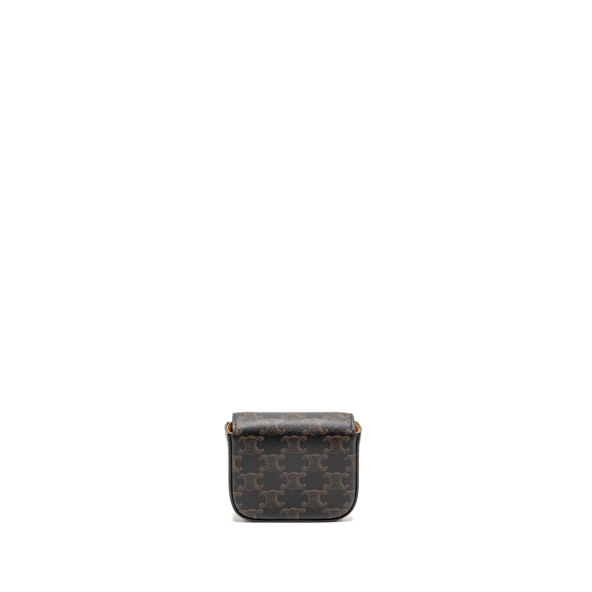 CELINE MINI CLAUD BAG TRIOMPHE CANVAS / CALFSKIN TAN GHW