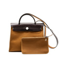 HERMES HERBAG 31 ZIP BAG CANVAS/HUNTER LEATHER ALEZAN/EBENE SHW