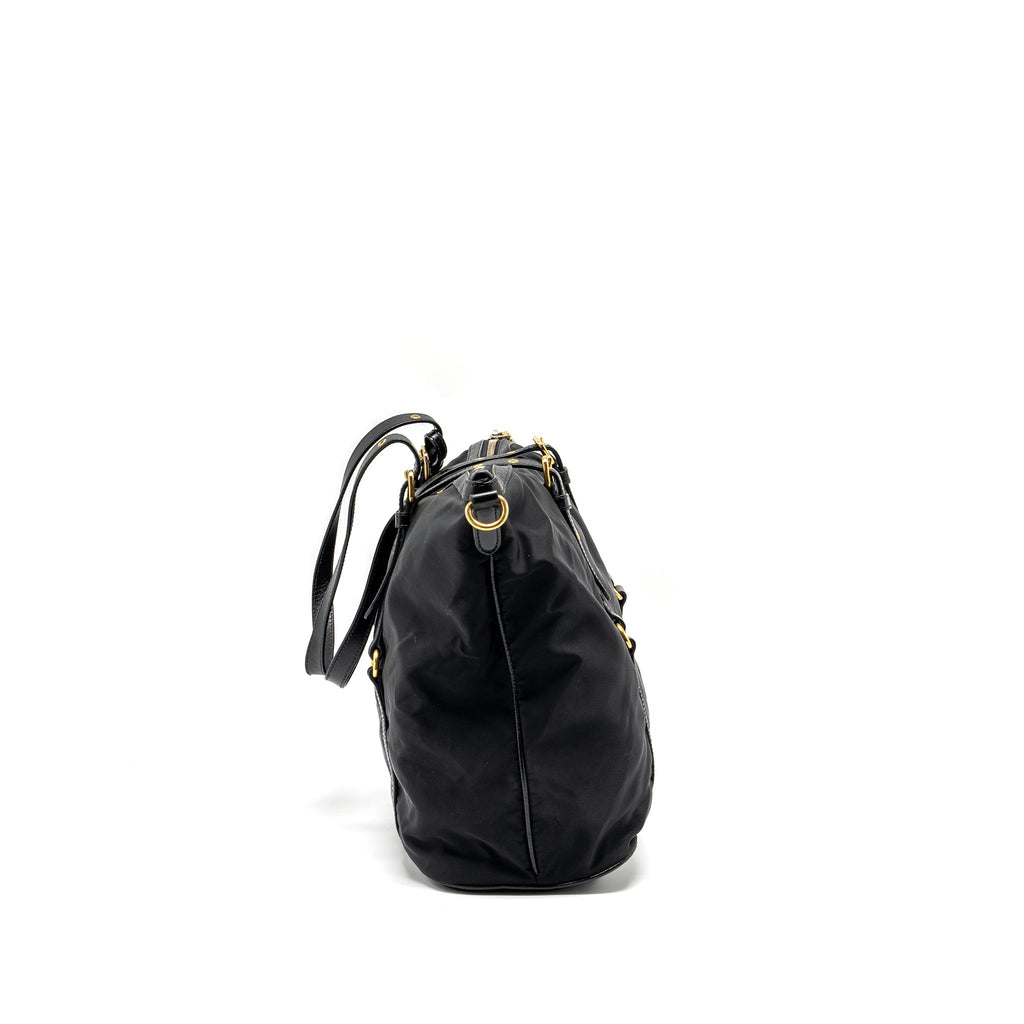 PRADA ZIP NYLON BAG BLACK GHW