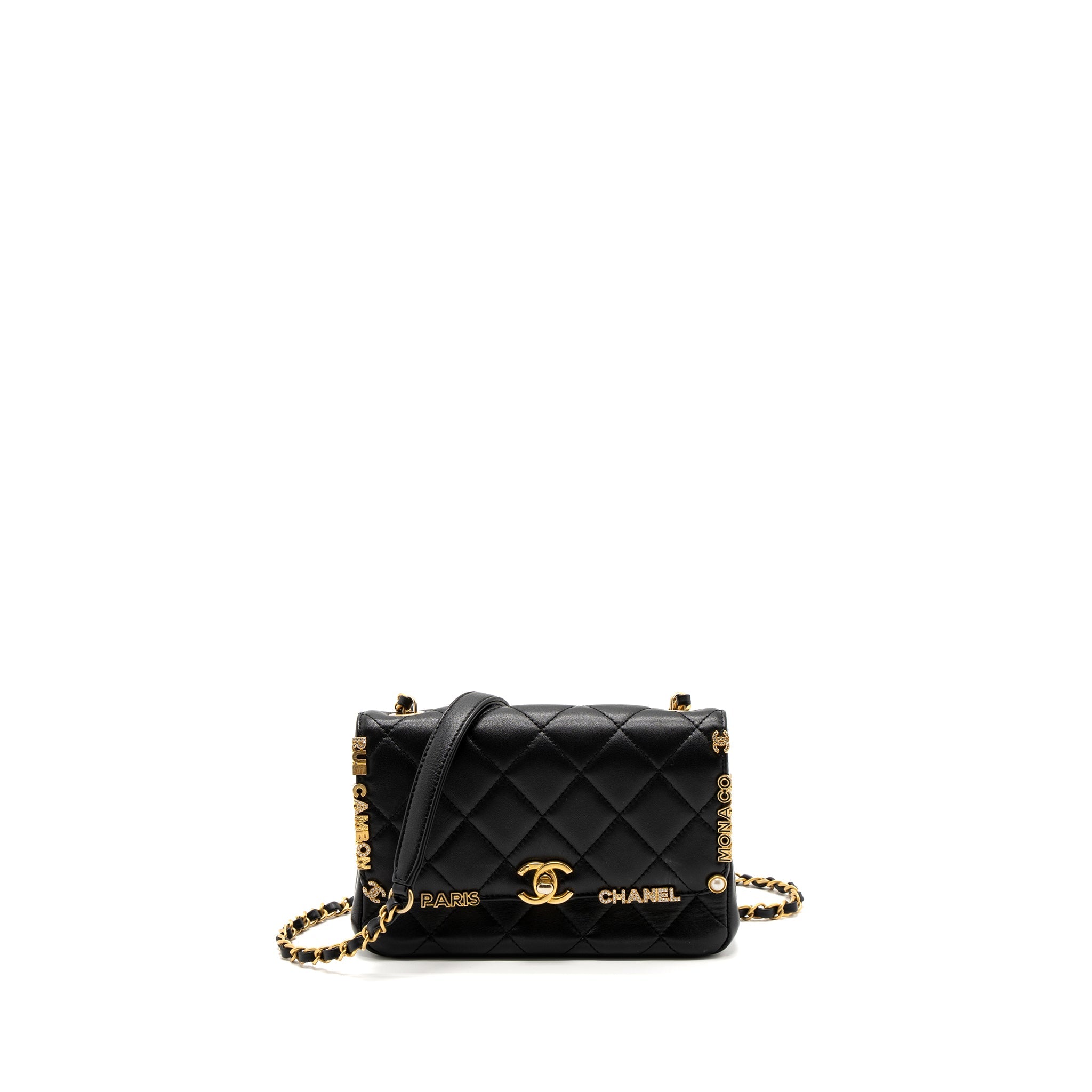 CHANEL LIMITED EDITION QUILTED FLAP BAG LAMBSKIN BLACK GHW (MICROCHIP)
