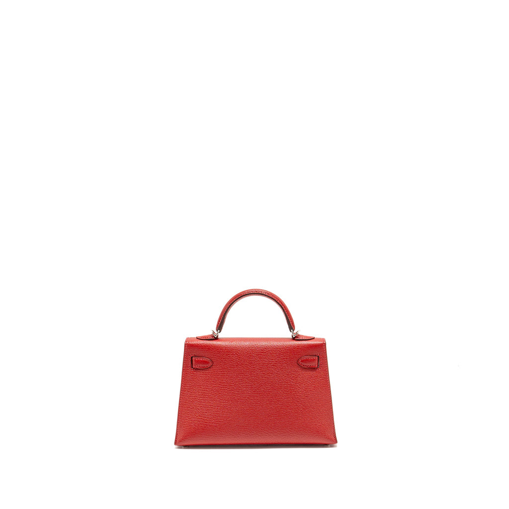 HERMES MINI KELLY II CHÈVRE MYSORE ROUGE CASAQUE/MAUVE SYLVESTRE SHW