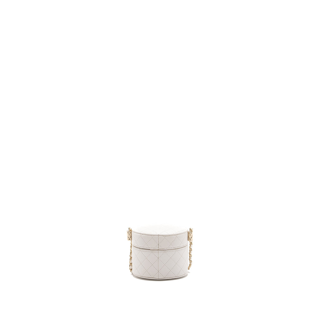 CHANEL MINI VANITY WITH CHAIN LAMBSKIN WHITE LGHW