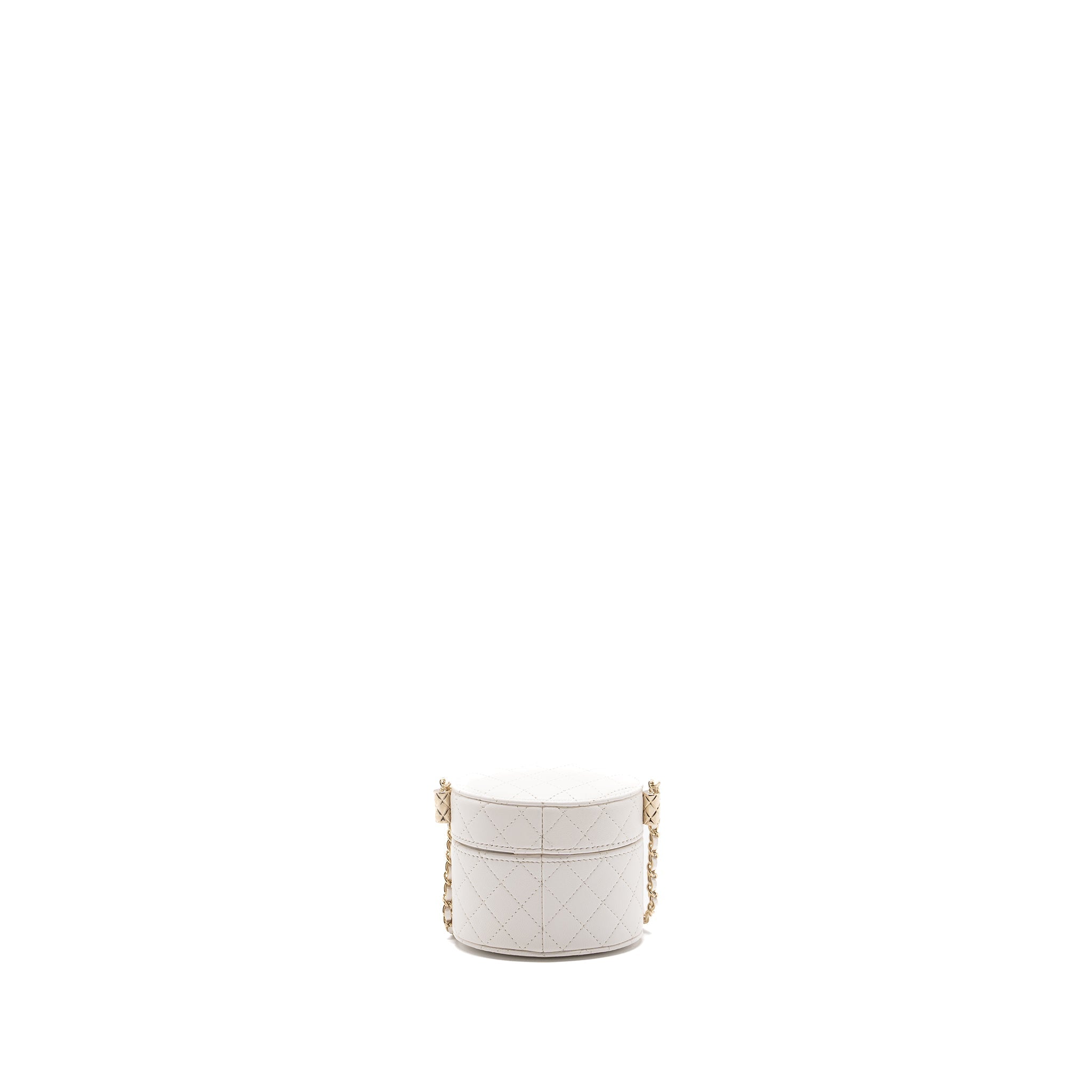 CHANEL MINI VANITY WITH CHAIN LAMBSKIN WHITE LGHW