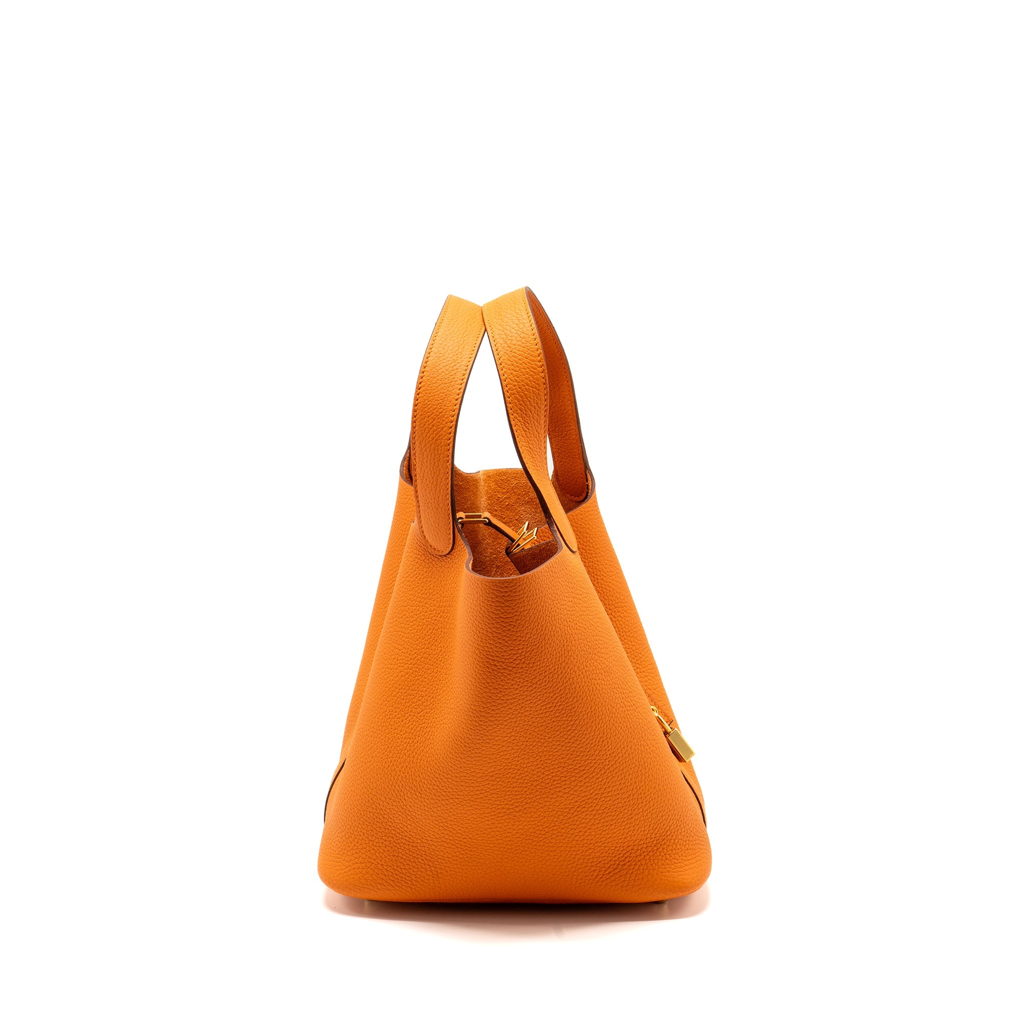 HERMES PICOTIN 22 LOCK BAG CLEMENCE ORANGE GHW