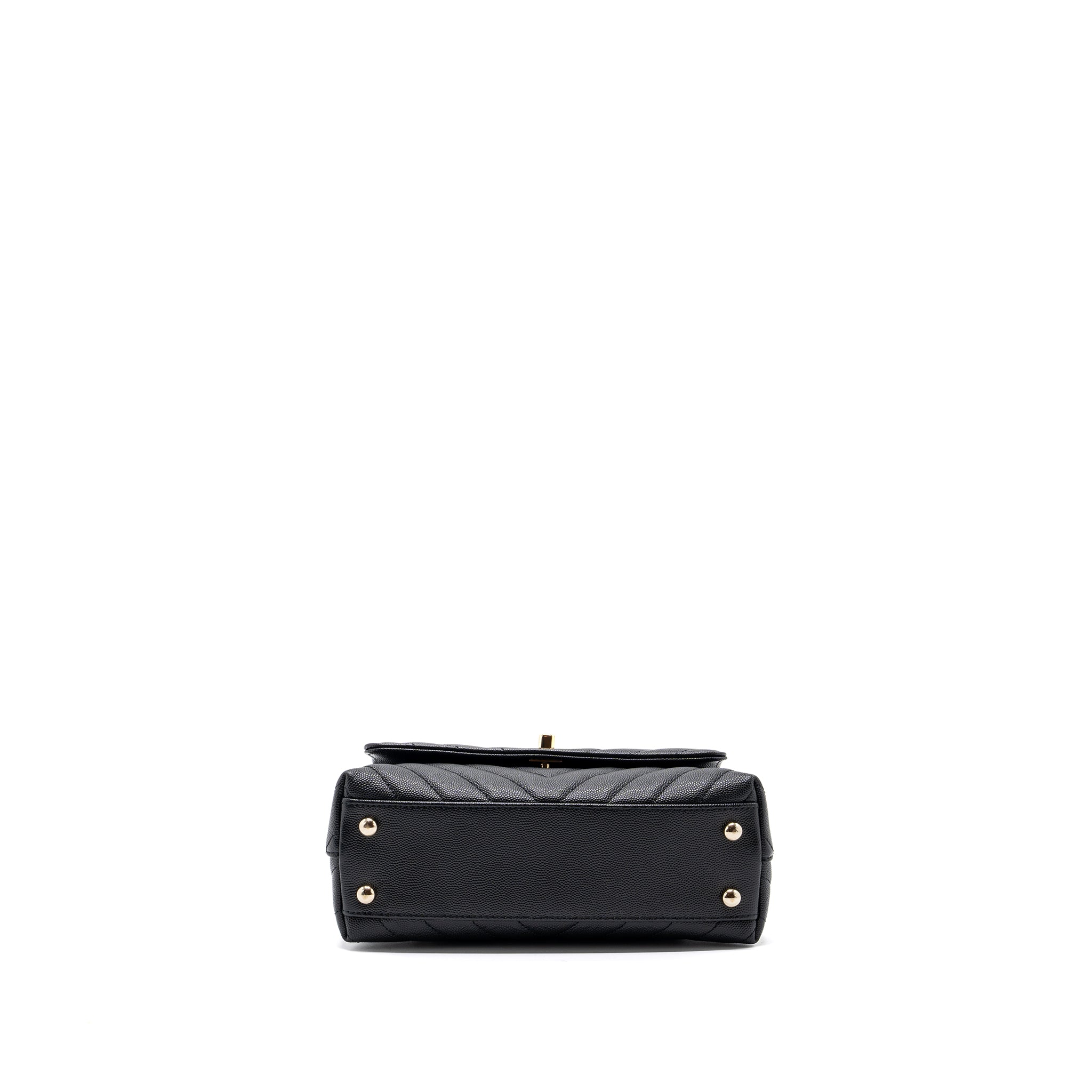 CHANEL SMALL COCO HANDLE CHEVRON CAVIAR BLACK LGHW