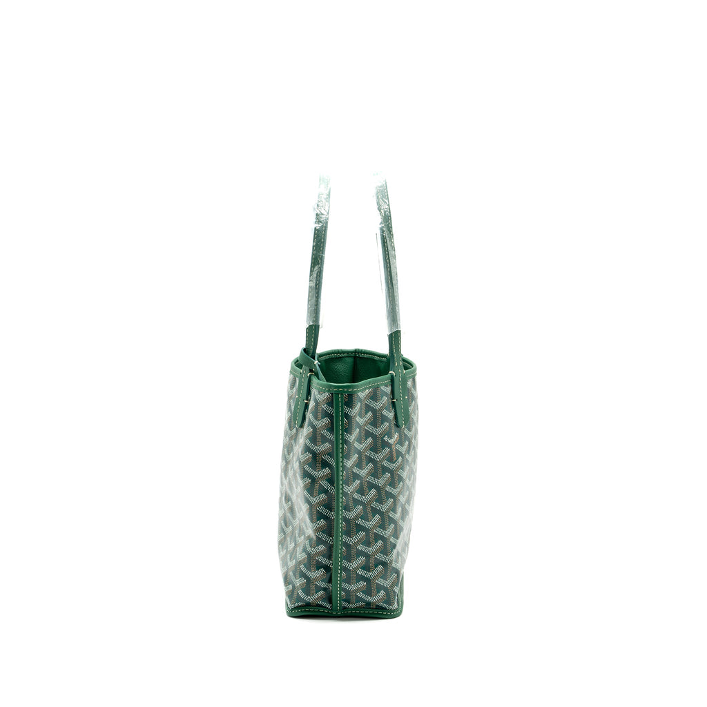 GOYARD MINI ANJOU TOTE BAG GOYARDLINE CANVAS / CALFSKIN GREEN SHW