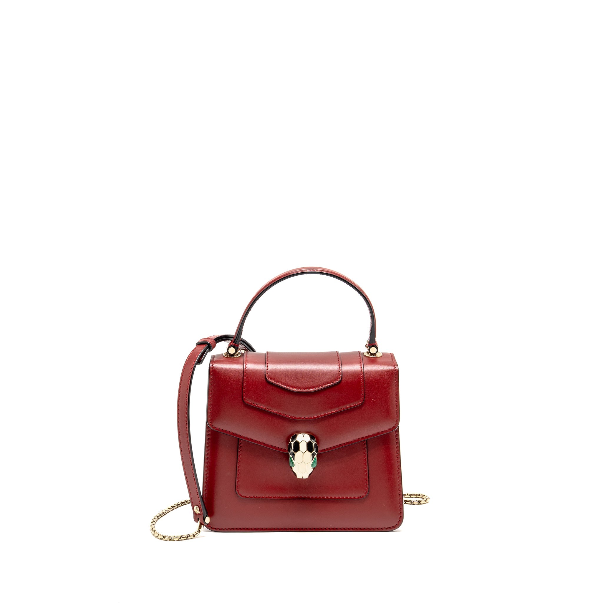 BVLGARI SERPENTI FOREVER TOP HANDLE BAG CALFSKIN RED LGHW