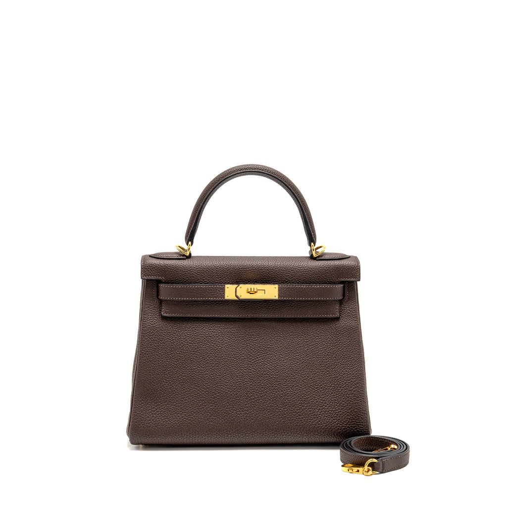 HERMES KELLY 28 TOGO CHOCOLATE GHW