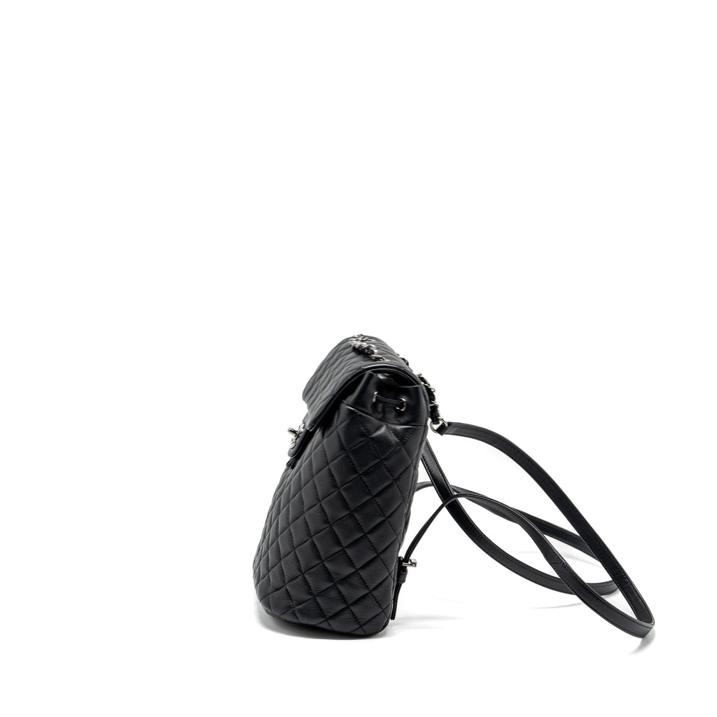 CHANEL SMALL URBAN SPIRIT BACKPACK LAMBSKIN BLACK WITH BLACK HARDWARE