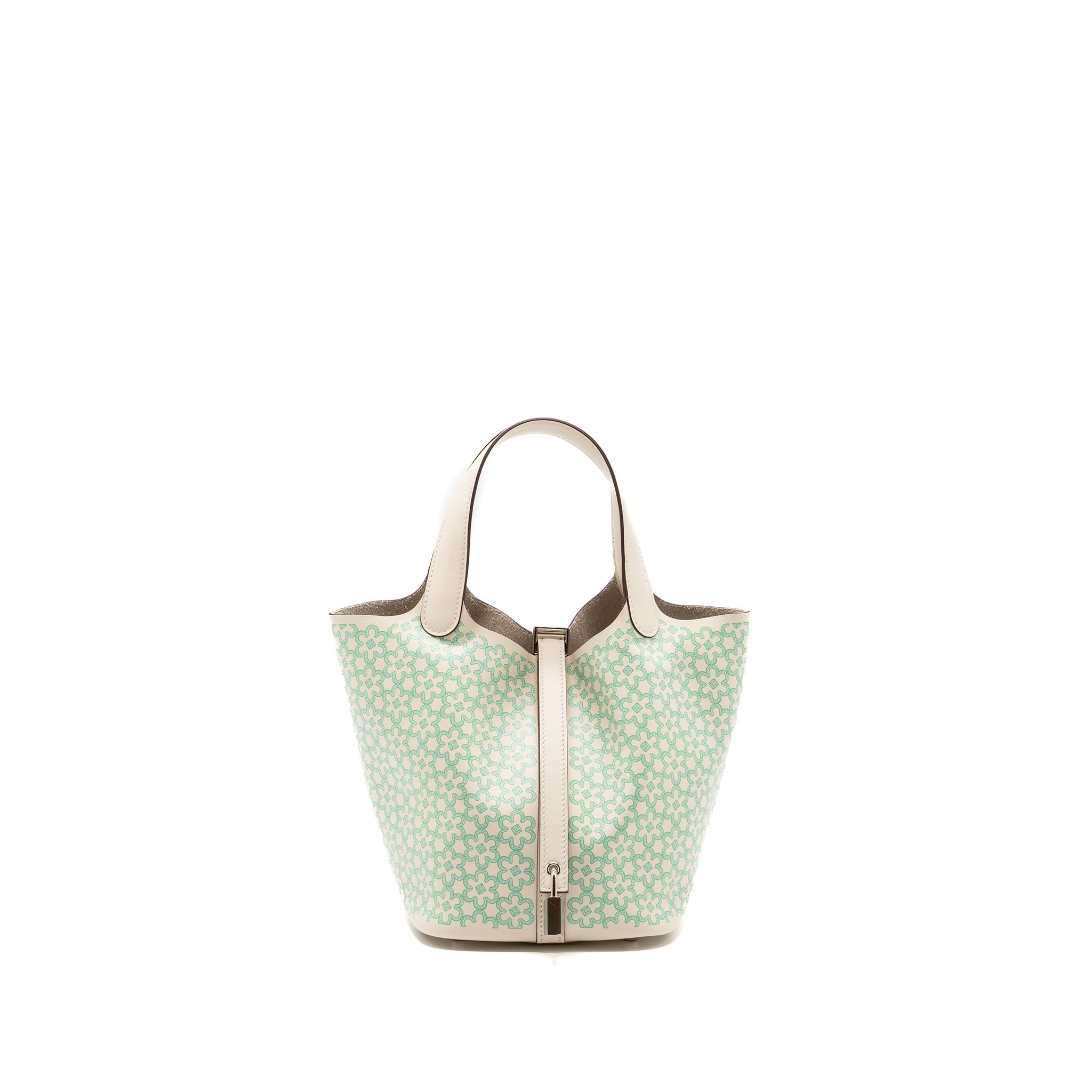 HERMES PICOTIN 18 LOCK BAG LUCKY DAISY SWIFT NATA/VERT/BLANC SHW