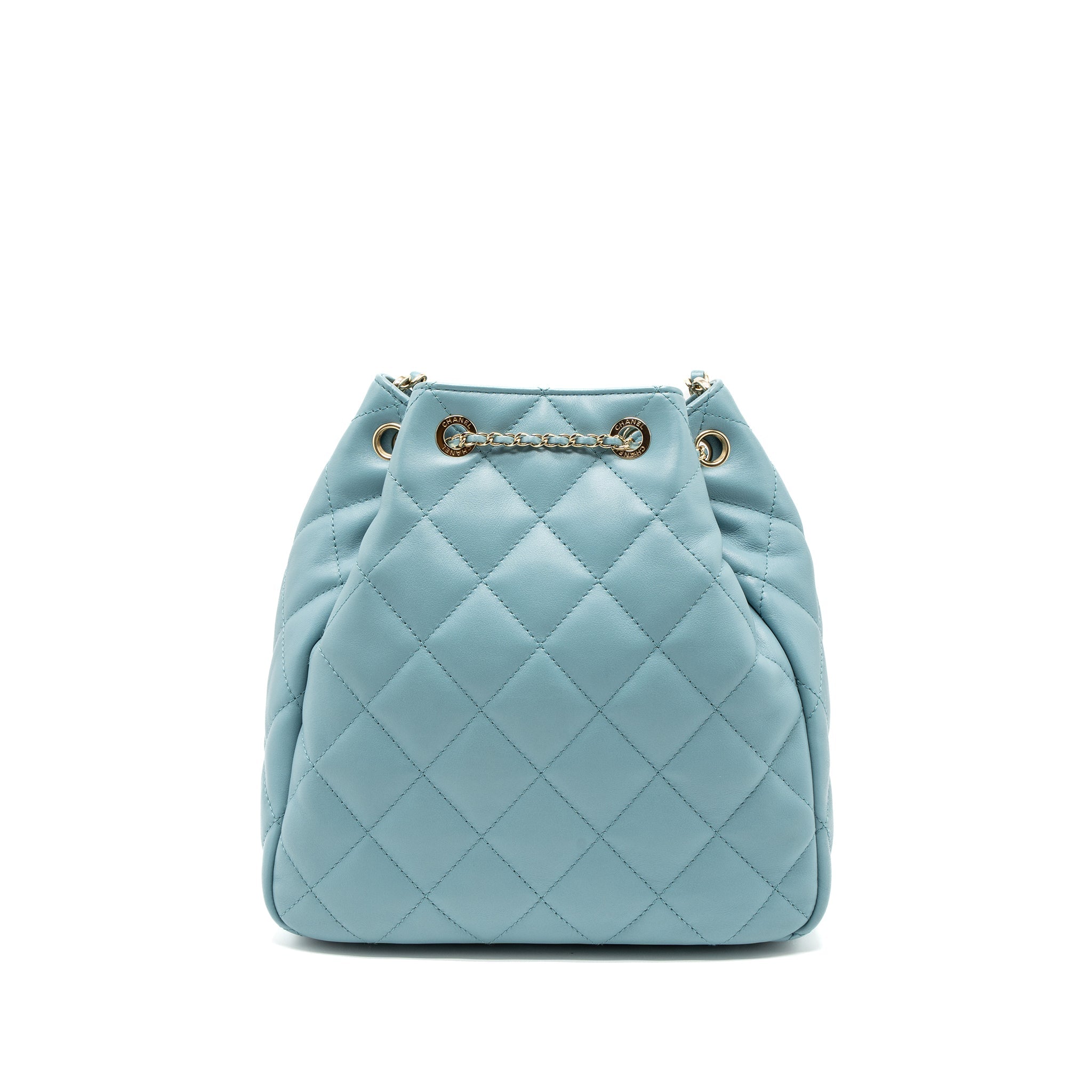 CHANEL BUCKET BAG CALFSKIN LIGHT BLUE LGHW