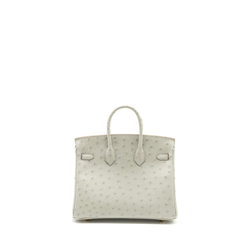 HERMES BIRKIN 25 OSTRICH GRIS PERLE GHW