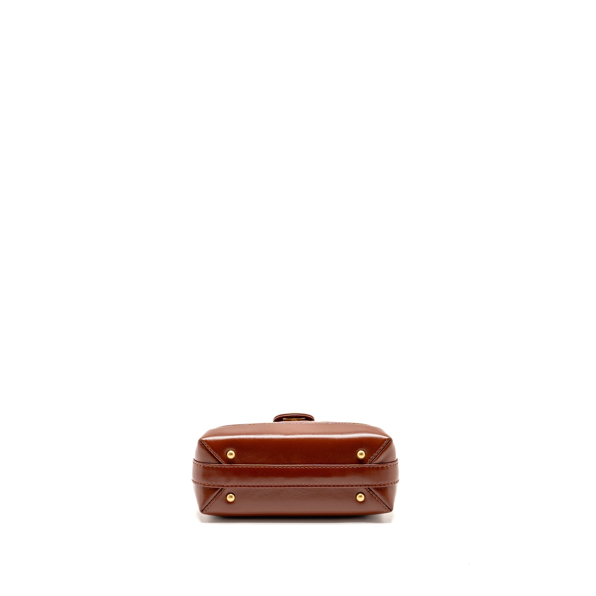 CHANEL 24A SMALL TOP HANDLE DOCTOR BAG QUILTED SHINY LAMBSKIN CARAMEL GHW (MICROCHIP)