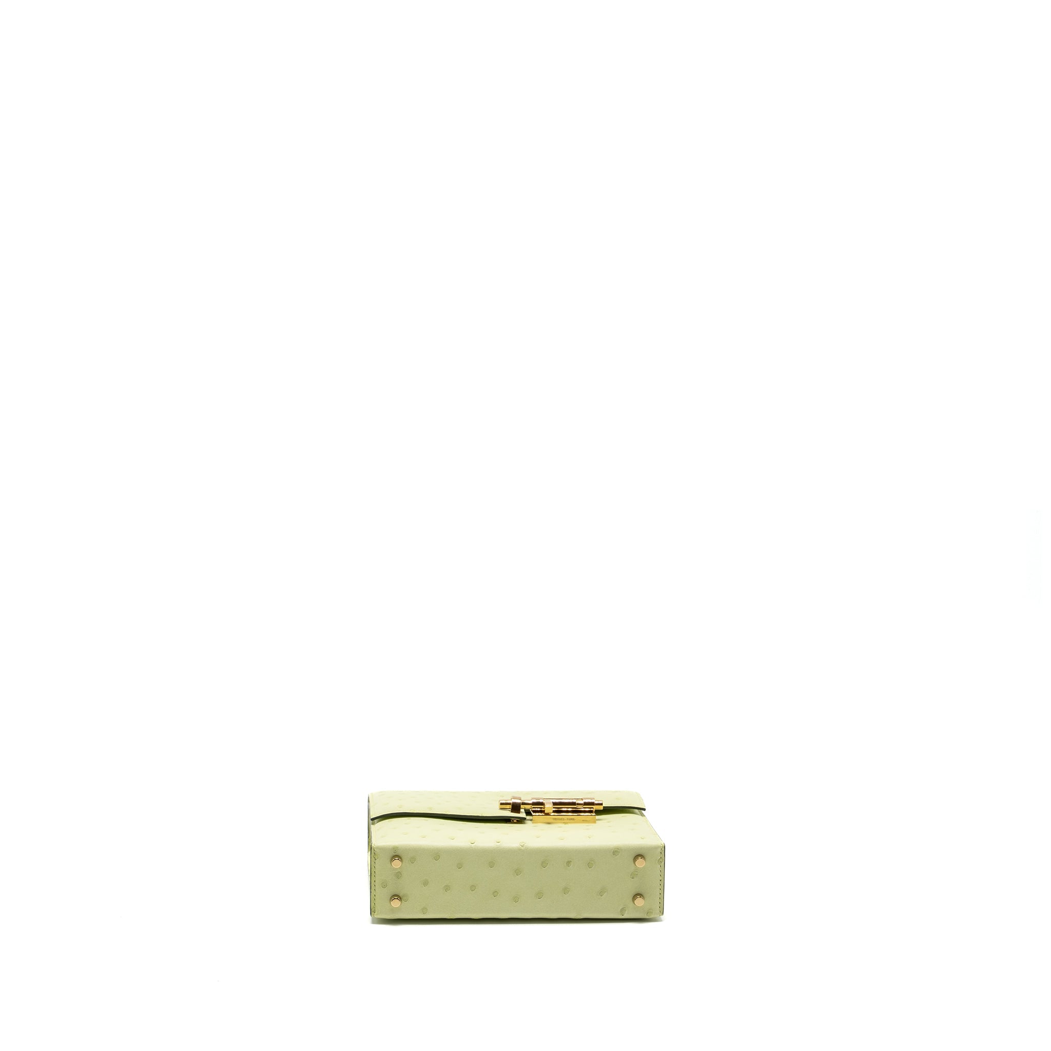 HERMES MINI VERROU OSTRICH R9 JAUNE BOURGEON GHW