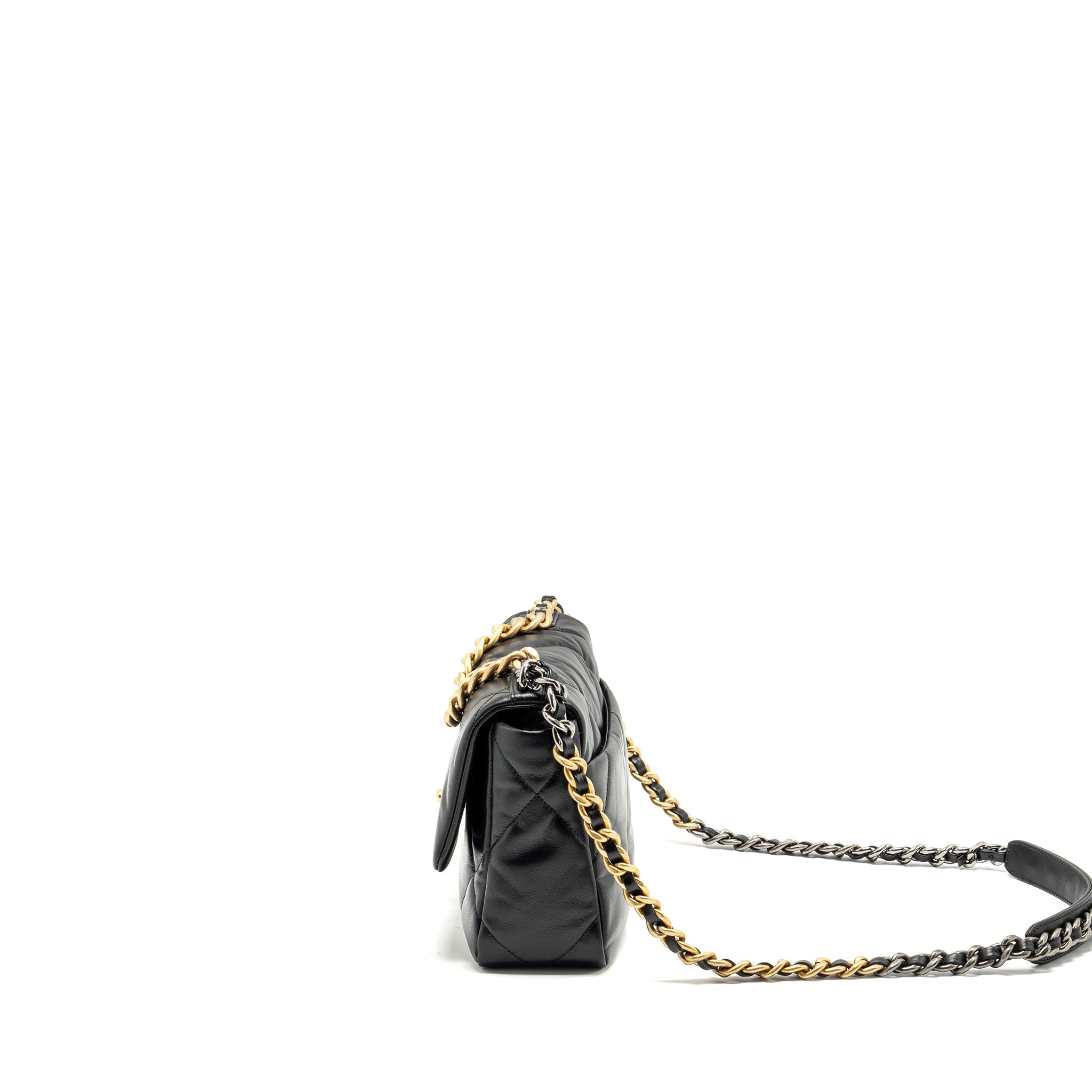 CHANEL SMALL 19 BAG GOATSKIN BLACK MULTICOLOUR HARDWARE
