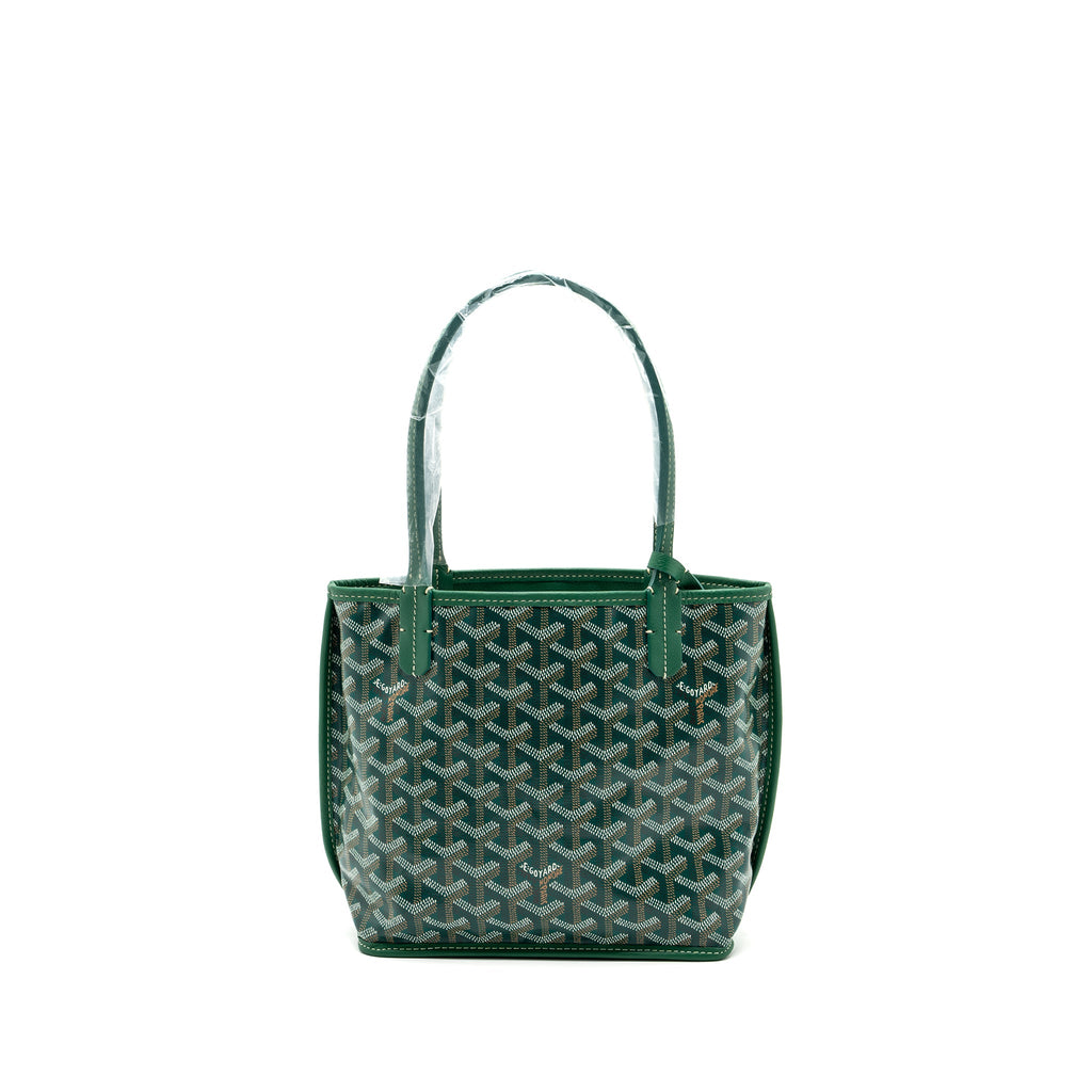 GOYARD MINI ANJOU TOTE BAG GOYARDLINE CANVAS / CALFSKIN GREEN SHW